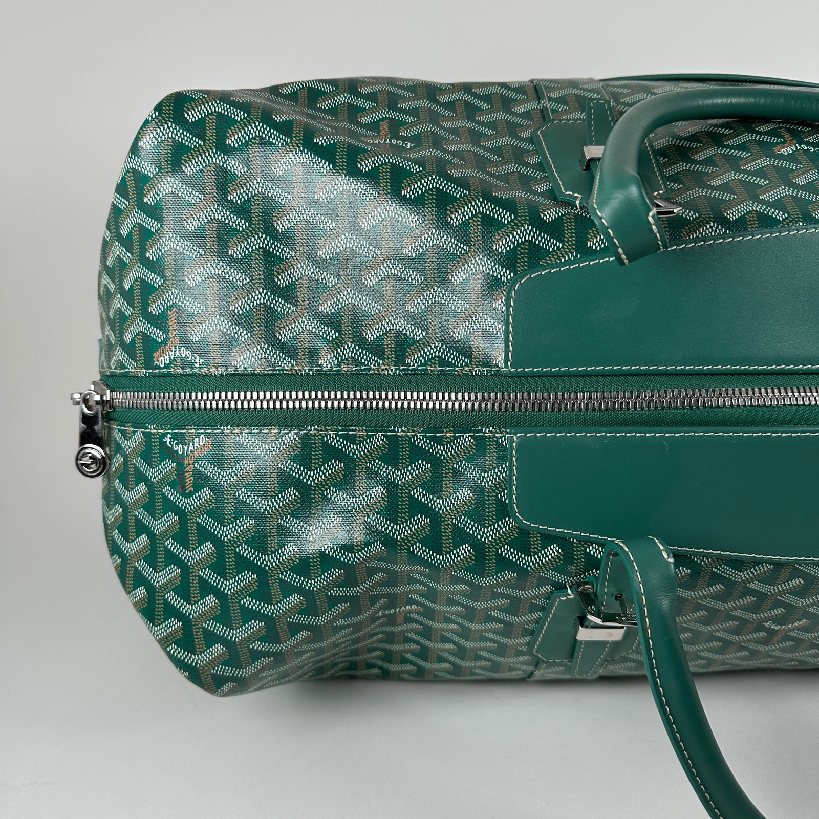 Goyard Goyardine Green Boeing 55 Travel Duffle Bag