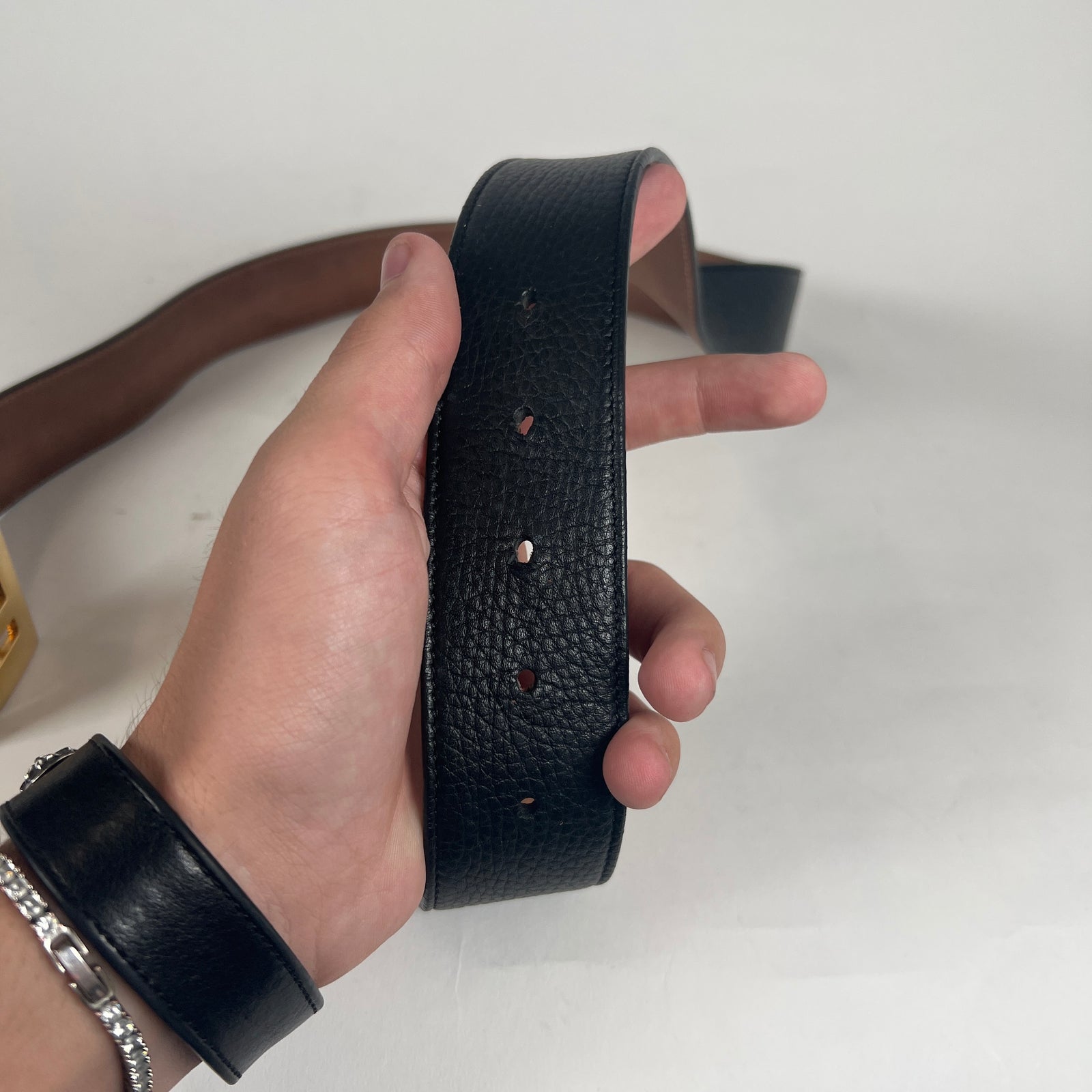 Fendi Gold FF Buckle Belt Sz 95