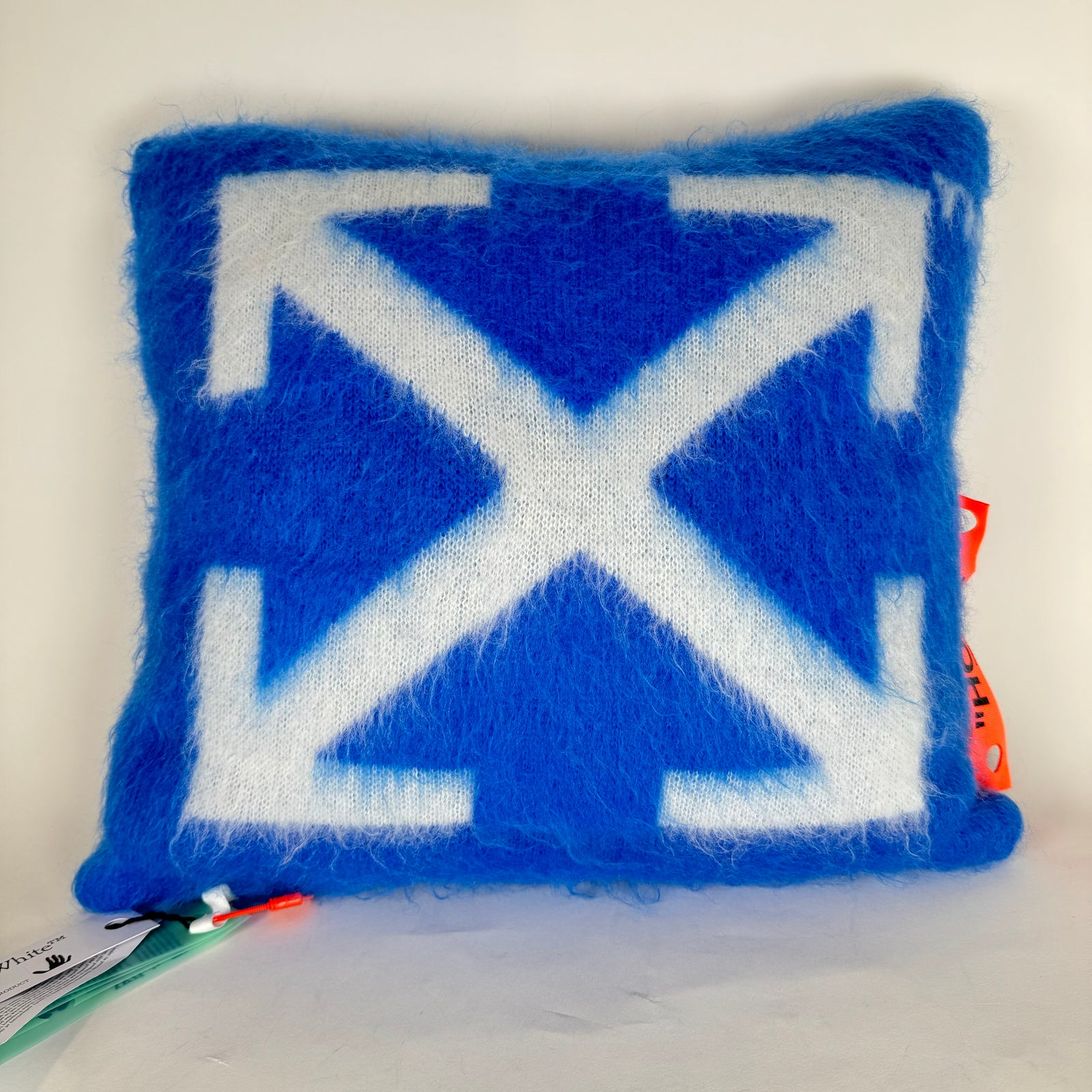 Off-White Blue Arrow Brushed Large Pillow