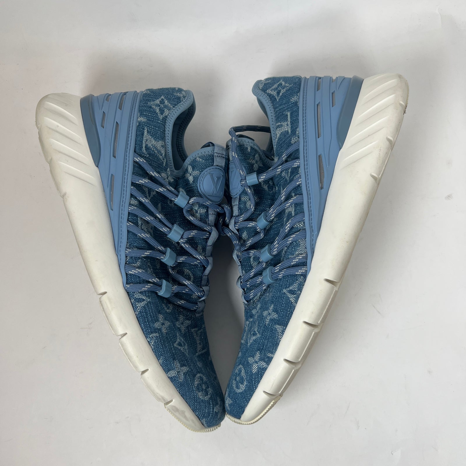 Louis Vuitton Fast Lane Line Monogram Denim Sneakers Size LV 6.5