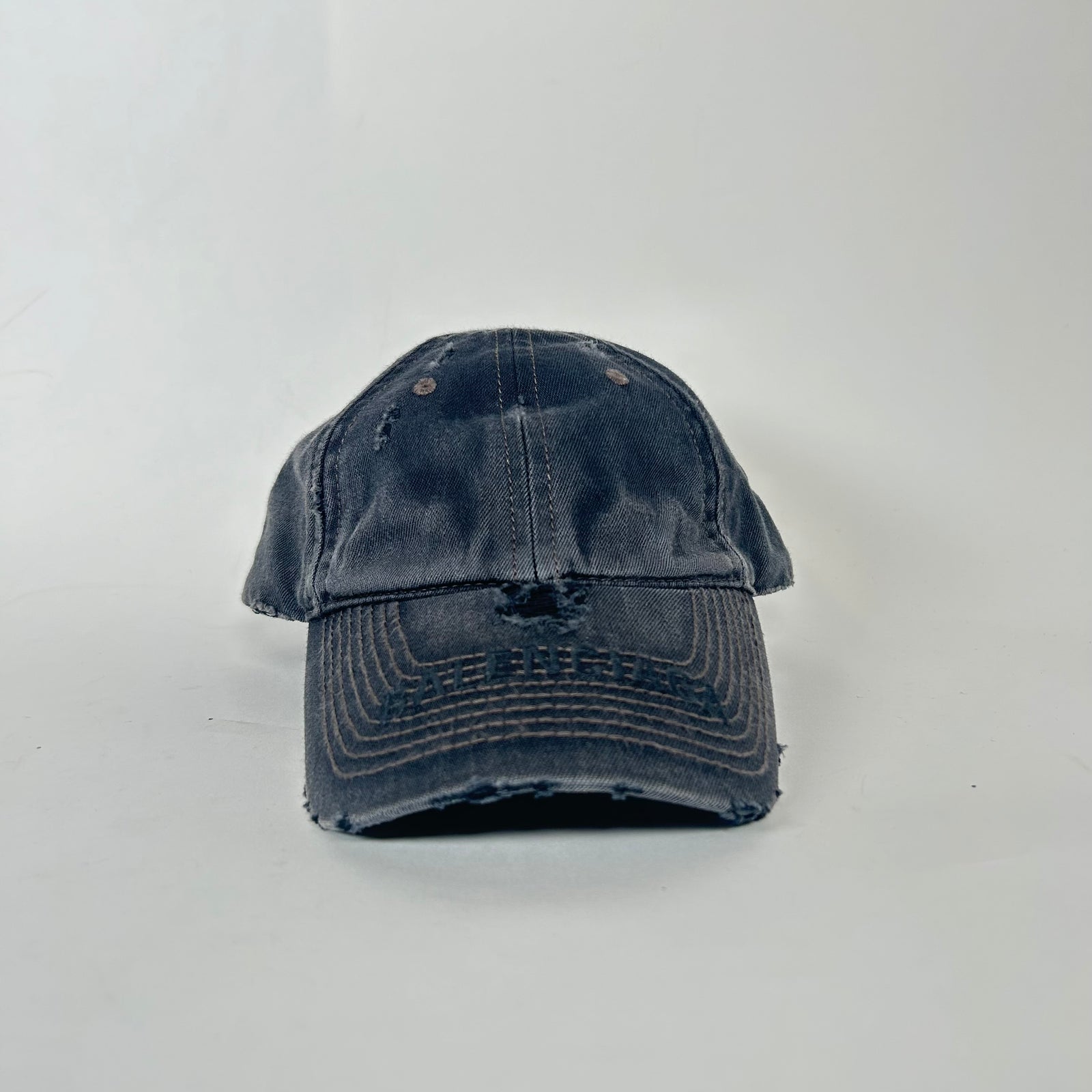 Balenciaga Black Logo Distressed Cap