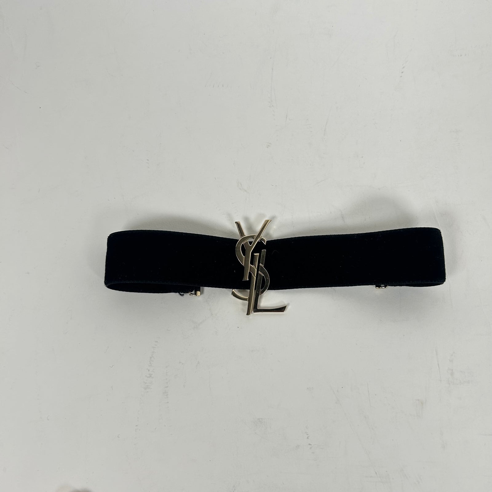 Saint Laurent Monogram Velvet Choker Necklace