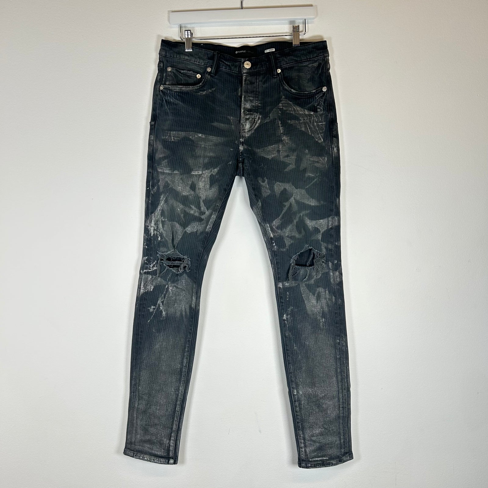 Purple Brand Black Wash Metallic Paint Jeans Size 31