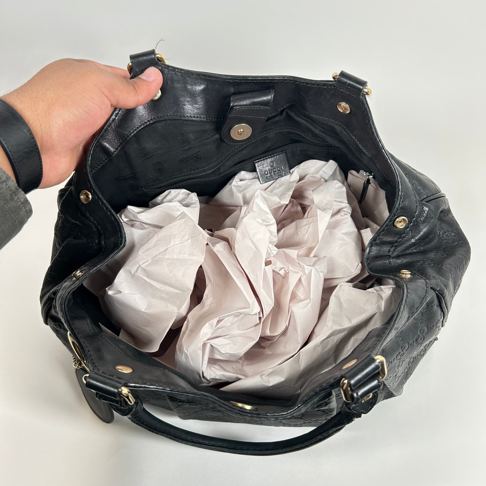 Gucci Vintage Black Guccissima Sukey Handbag
