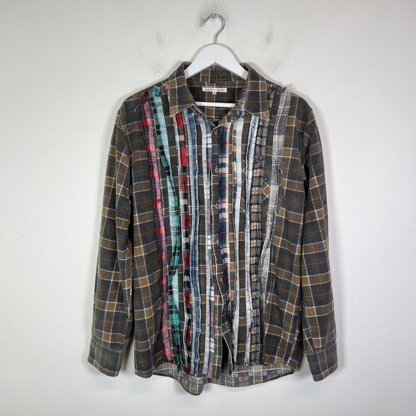 Needles Rebuild Brown Ribbon Flannel Shirt Size S