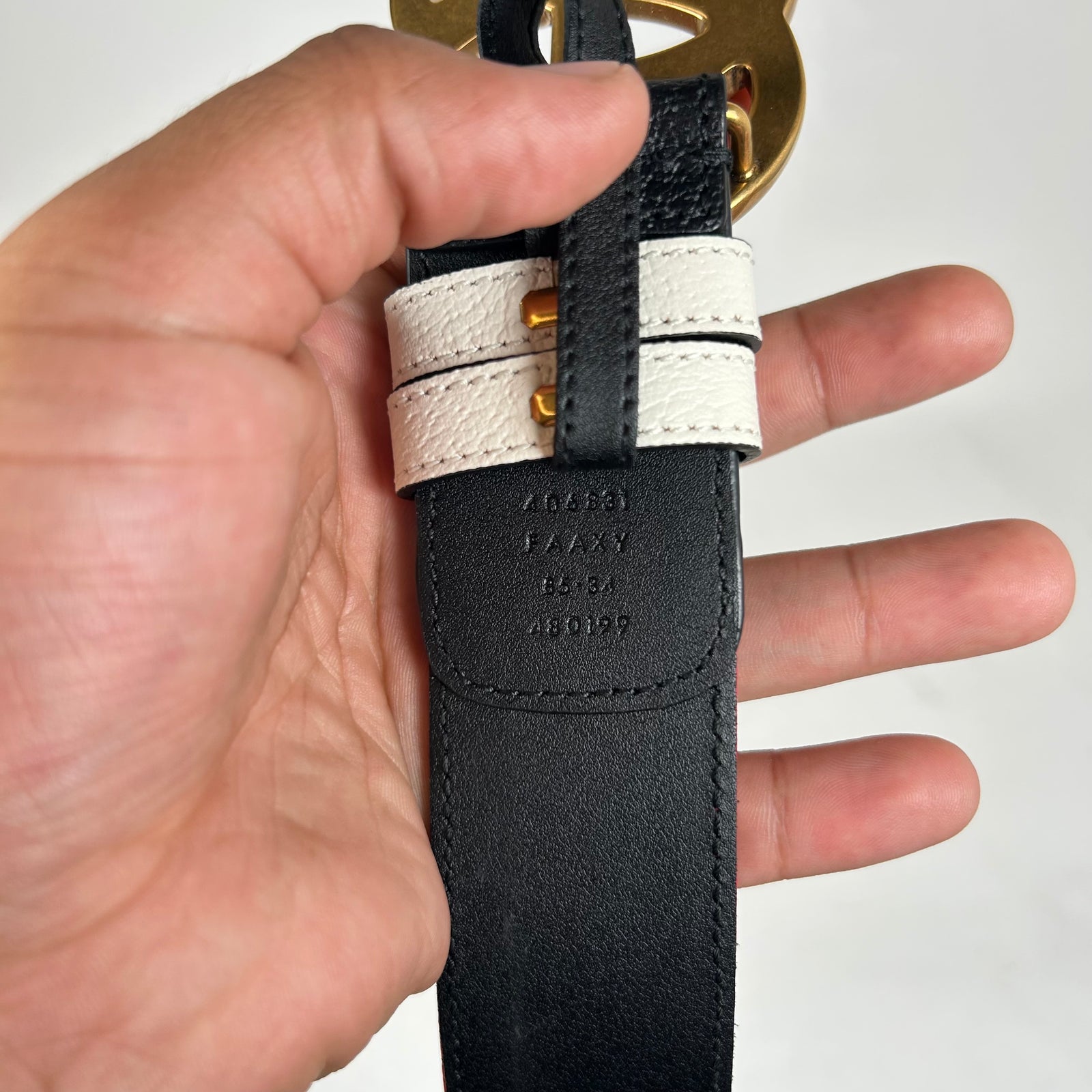 Gucci x Adidas Red Interlocking G Leather Belt Size 85