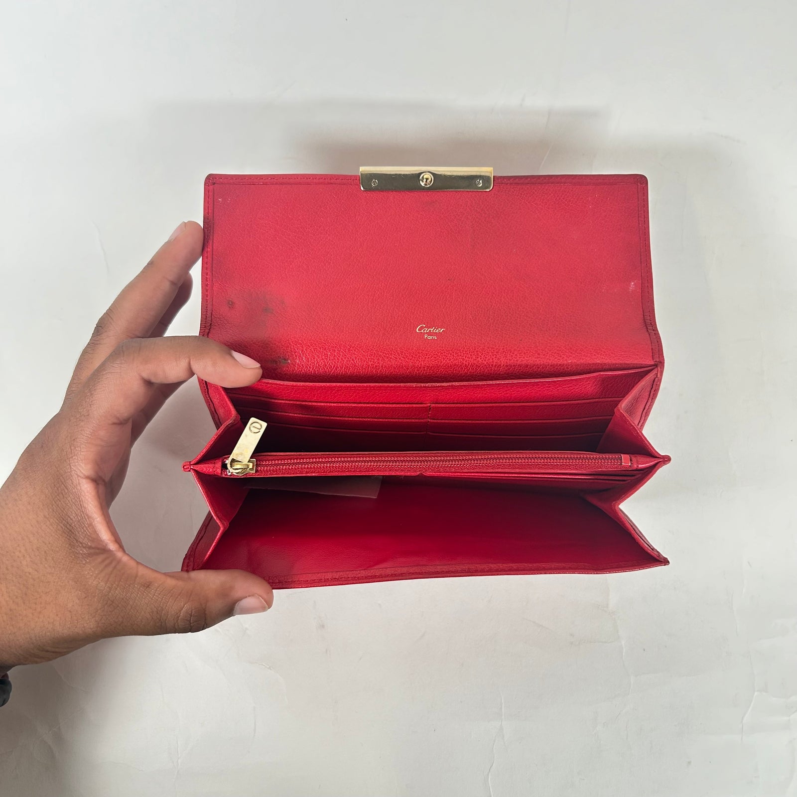 Cartier Red Leather Long Wallet