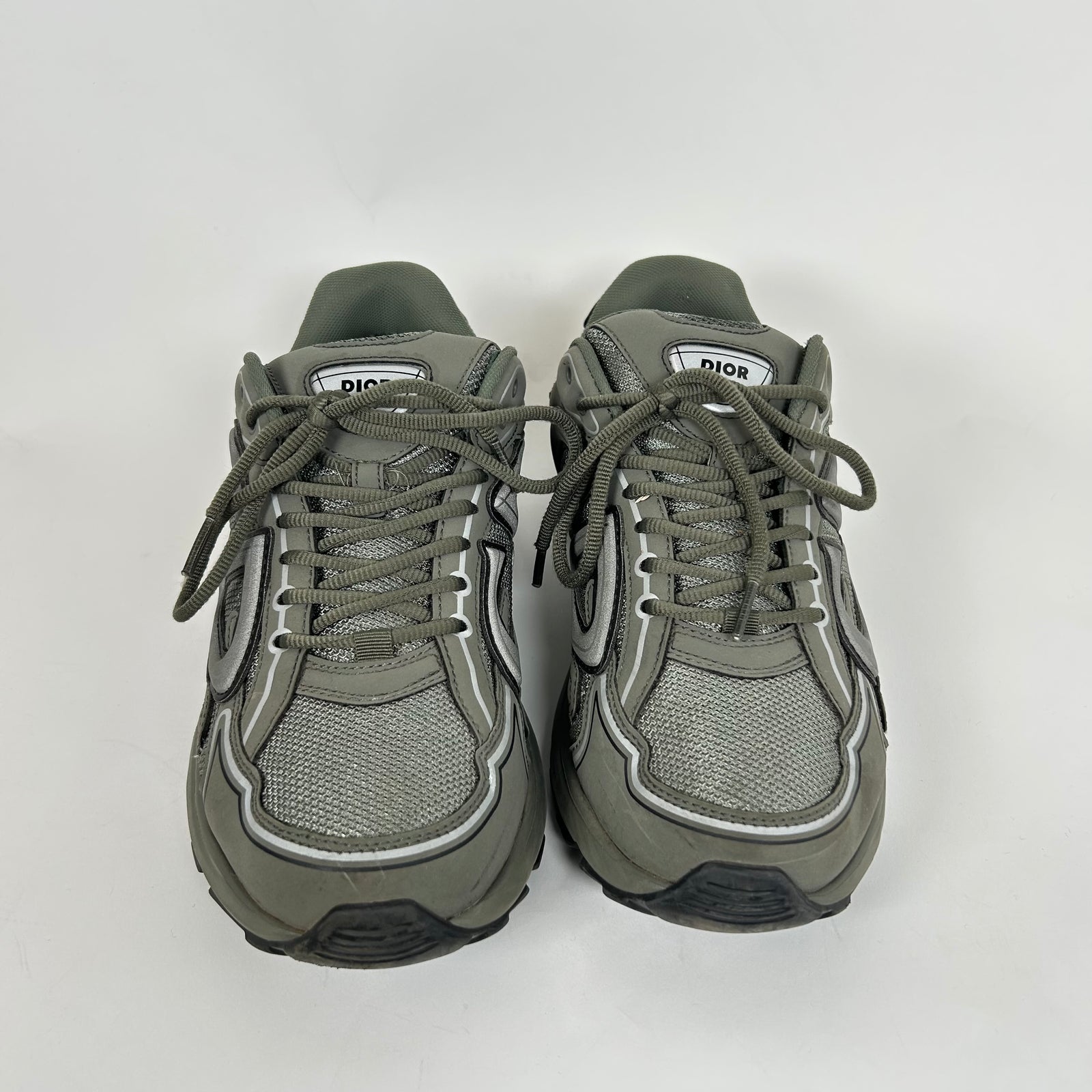 Dior B30 Khaki Green Microfiber Mesh Sneaker Size 42
