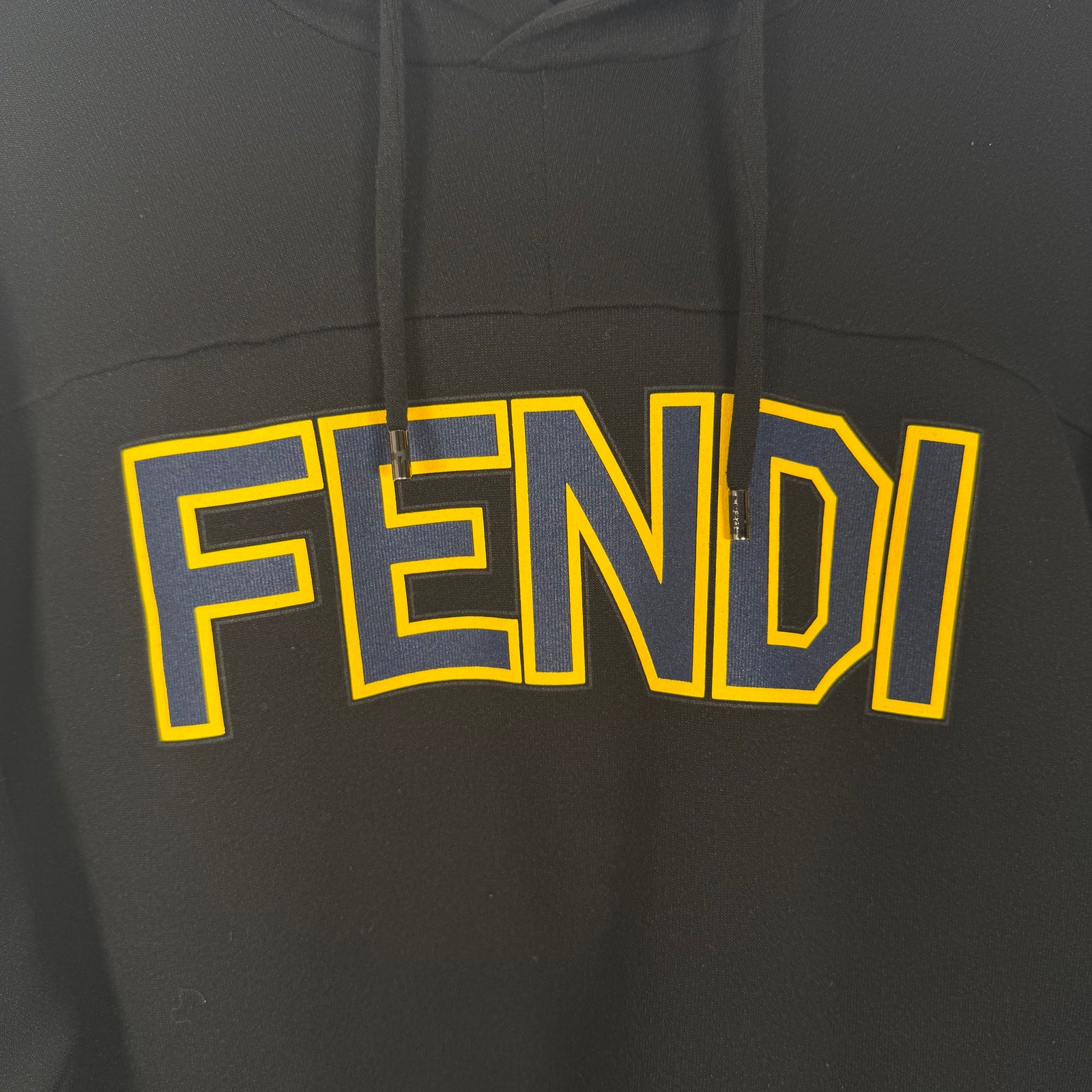 Fendi Black/Yellow Logo Hoodie Size M