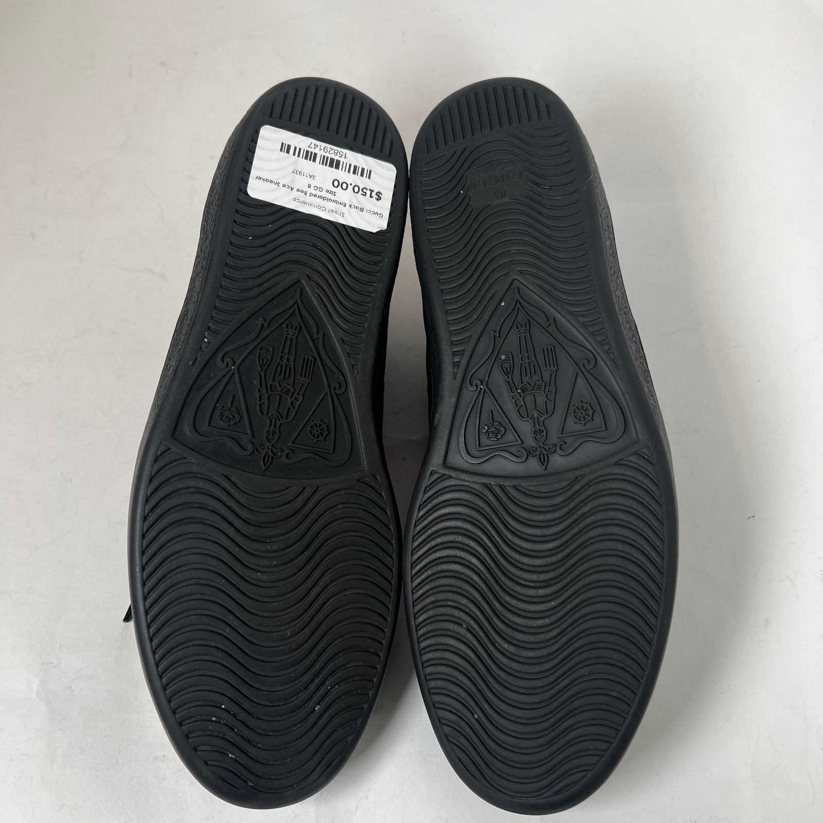Gucci Black Embroidered Bee Ace Sneaker Size GG 8
