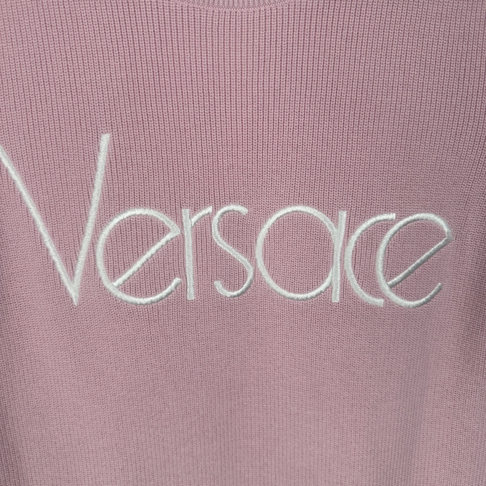 Versace Pink Logo Knit Dress Size 42