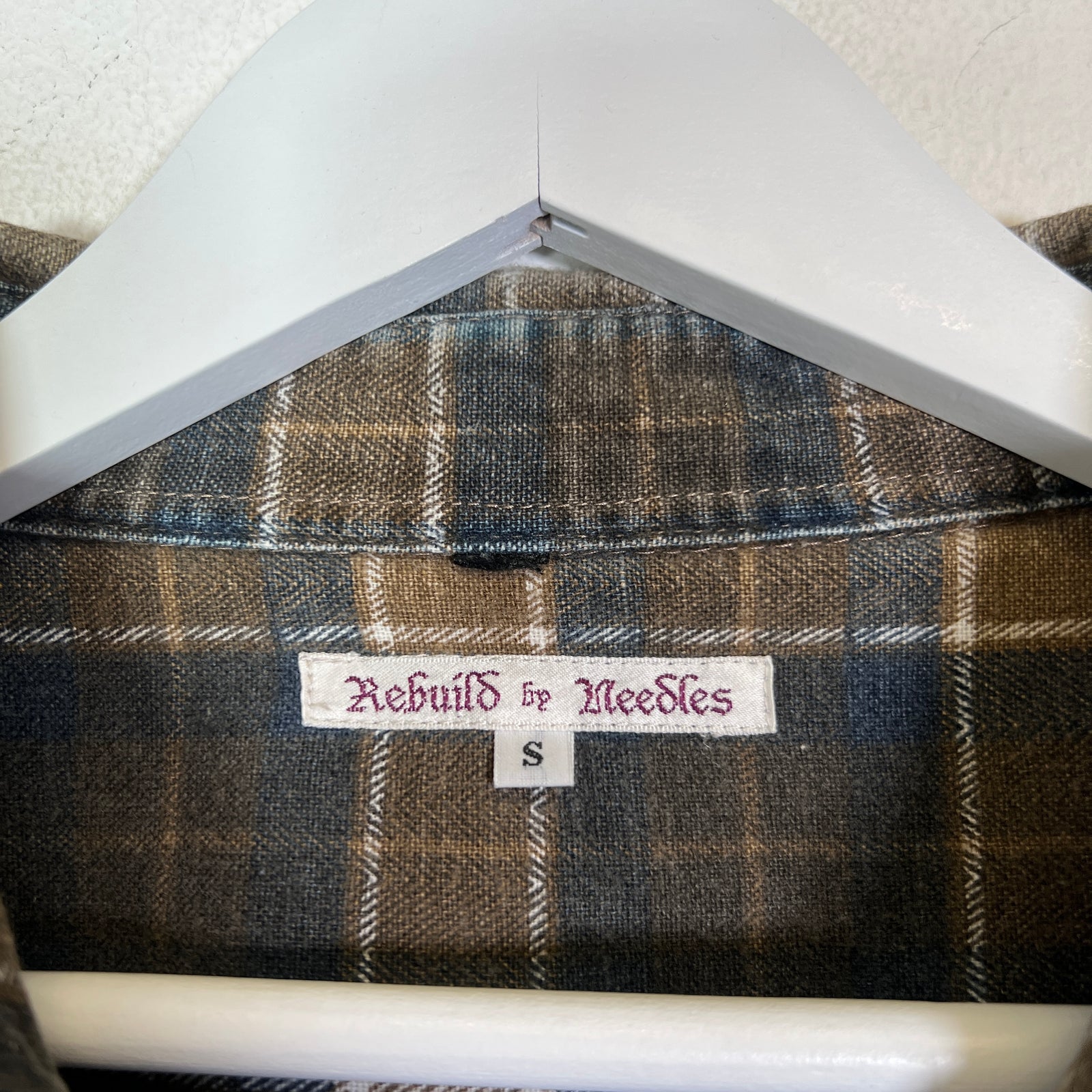 Needles Rebuild Brown Ribbon Flannel Shirt Size S