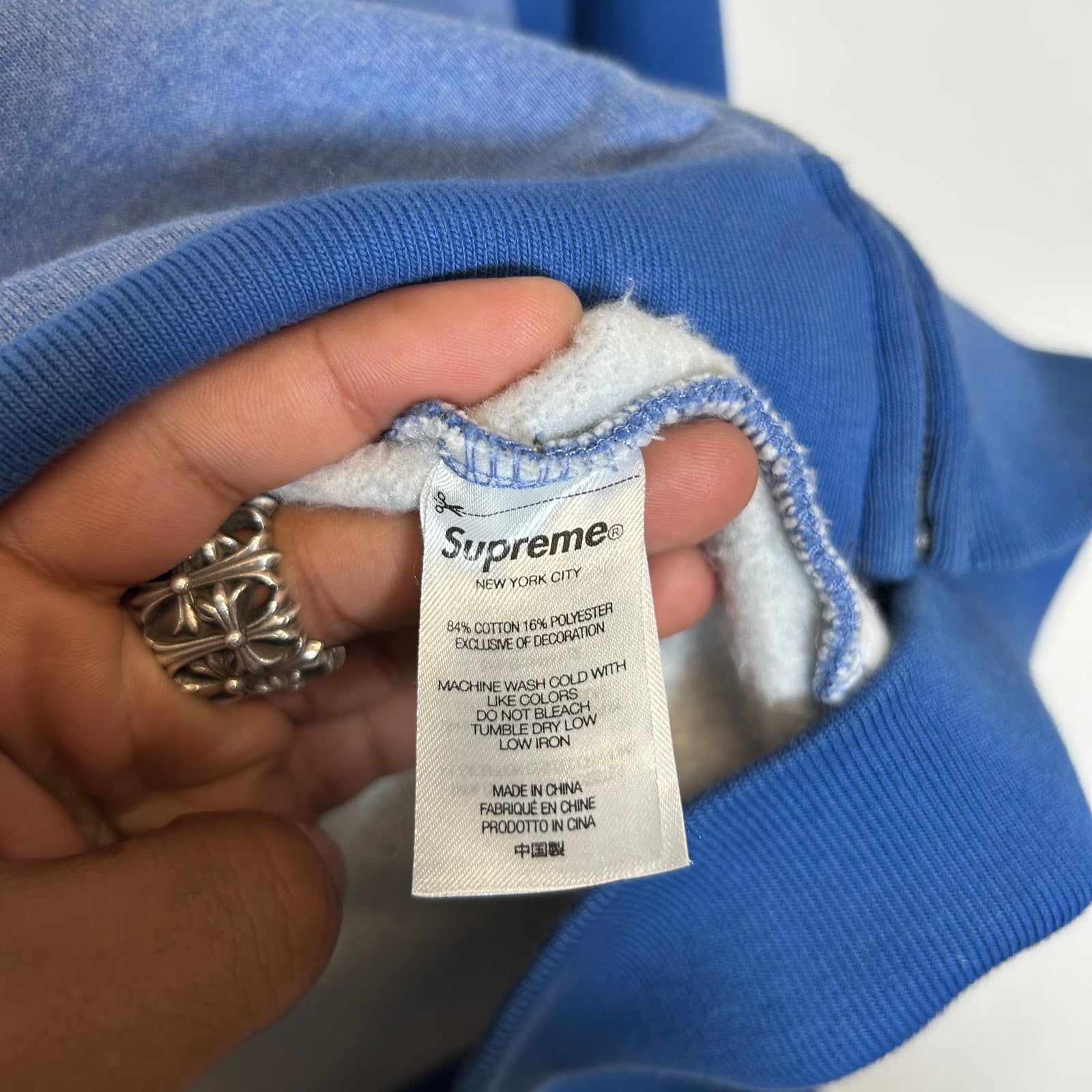 Supreme Blue Gonz Applique Zip-Up Hoodie Size M