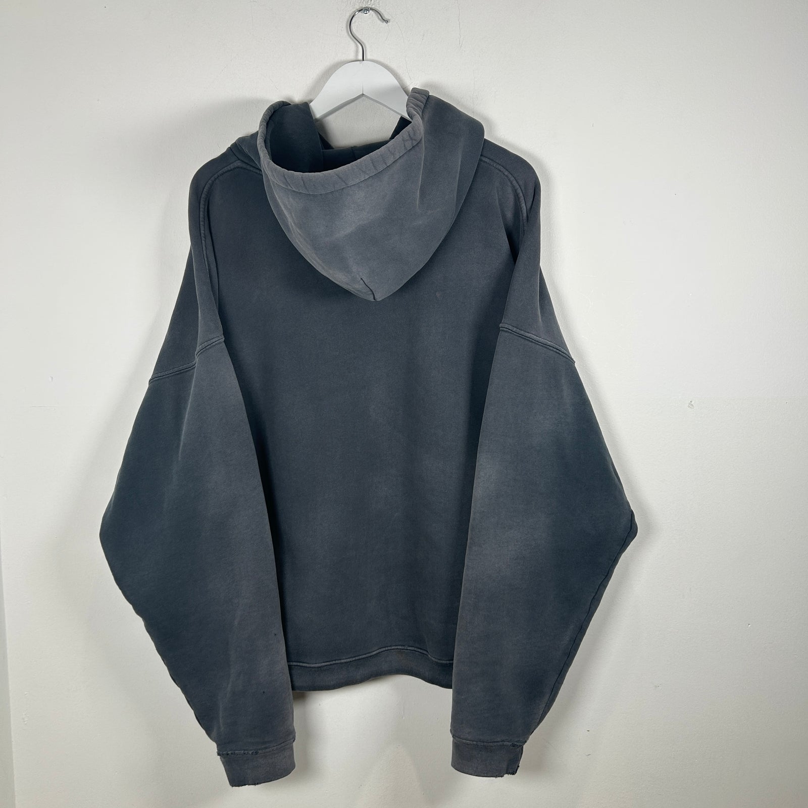 Enfants Riches Deprimes Distressed Grey Washed Logo Hoodie Size XL