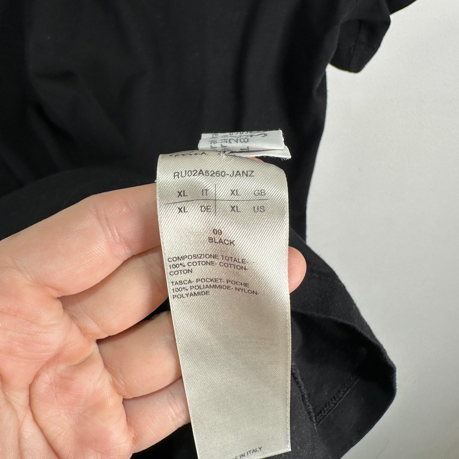 Rick Owens Black 'Gethsmane' Nylon Patch Level T-Shirt Size XL