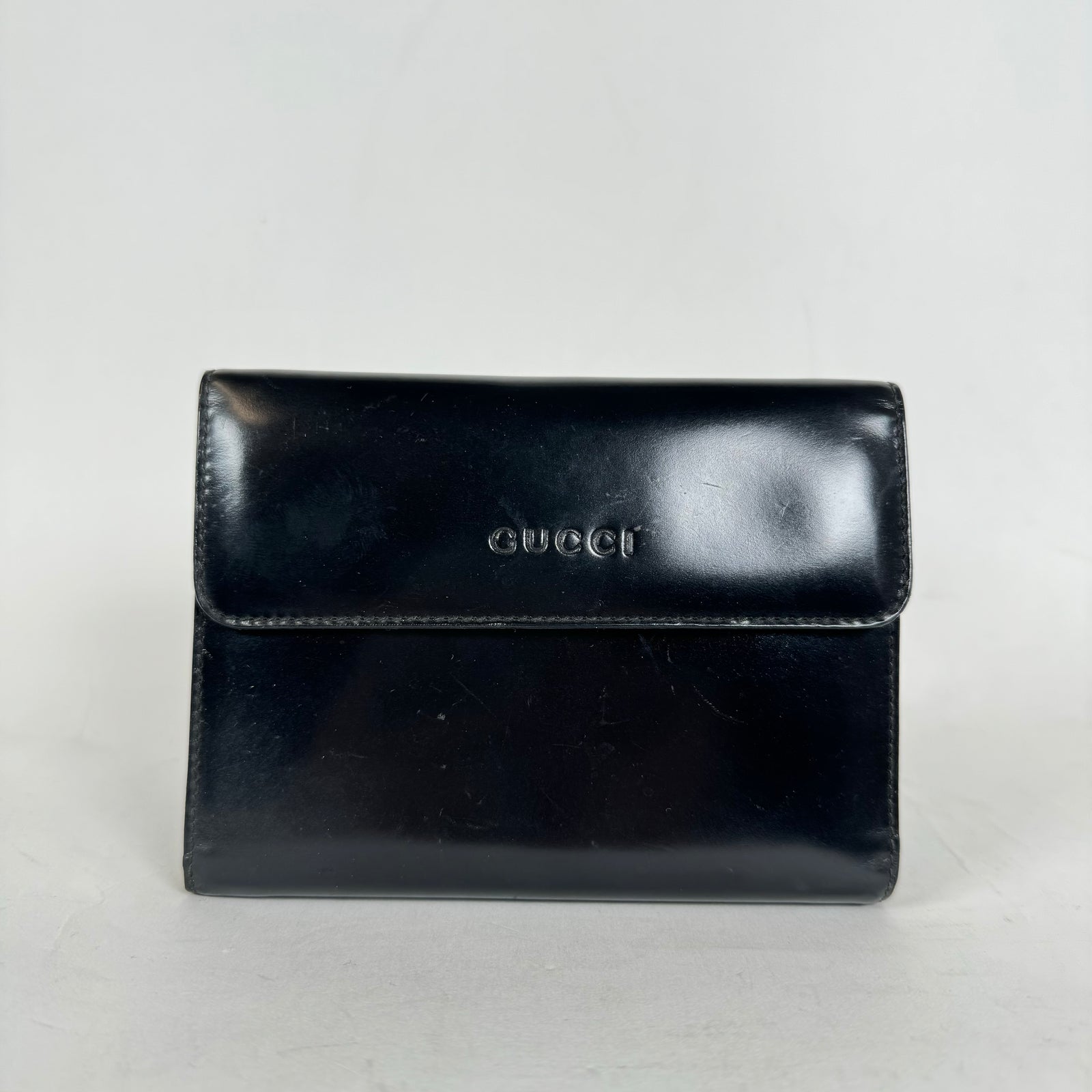 Gucci Black Leather Agenda Planner Wallet