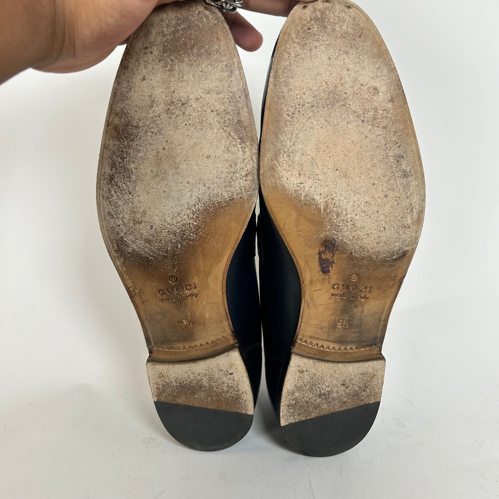 Gucci Navy Jordaan Horsebit Loafers Size GG 9.5