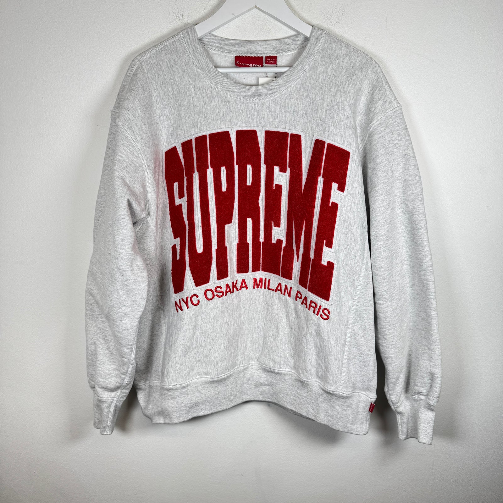 Supreme Ash Grey Cities Arc Crewneck Size M