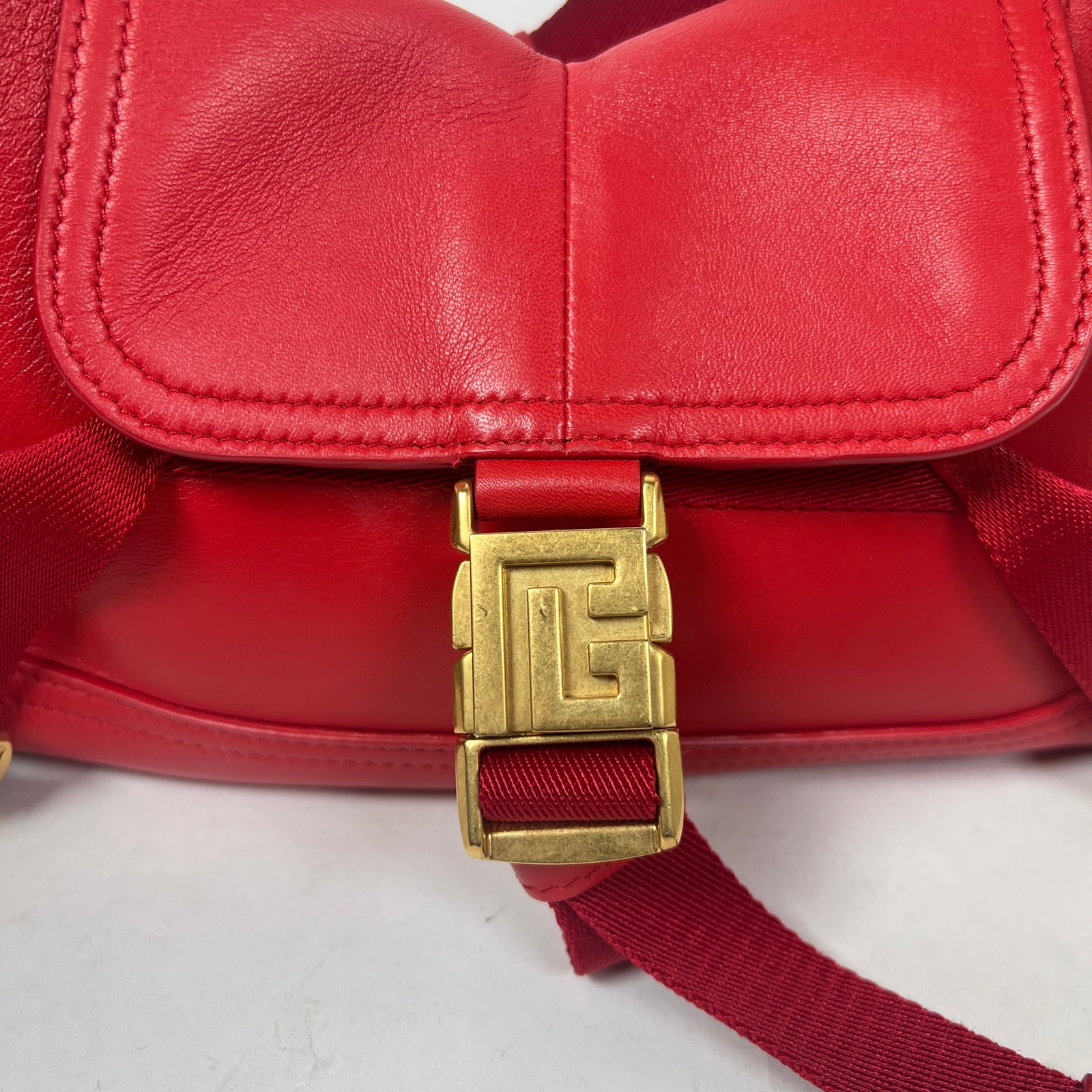 Balmain SS22 Red Calfskin Small Major Shoulder Bag