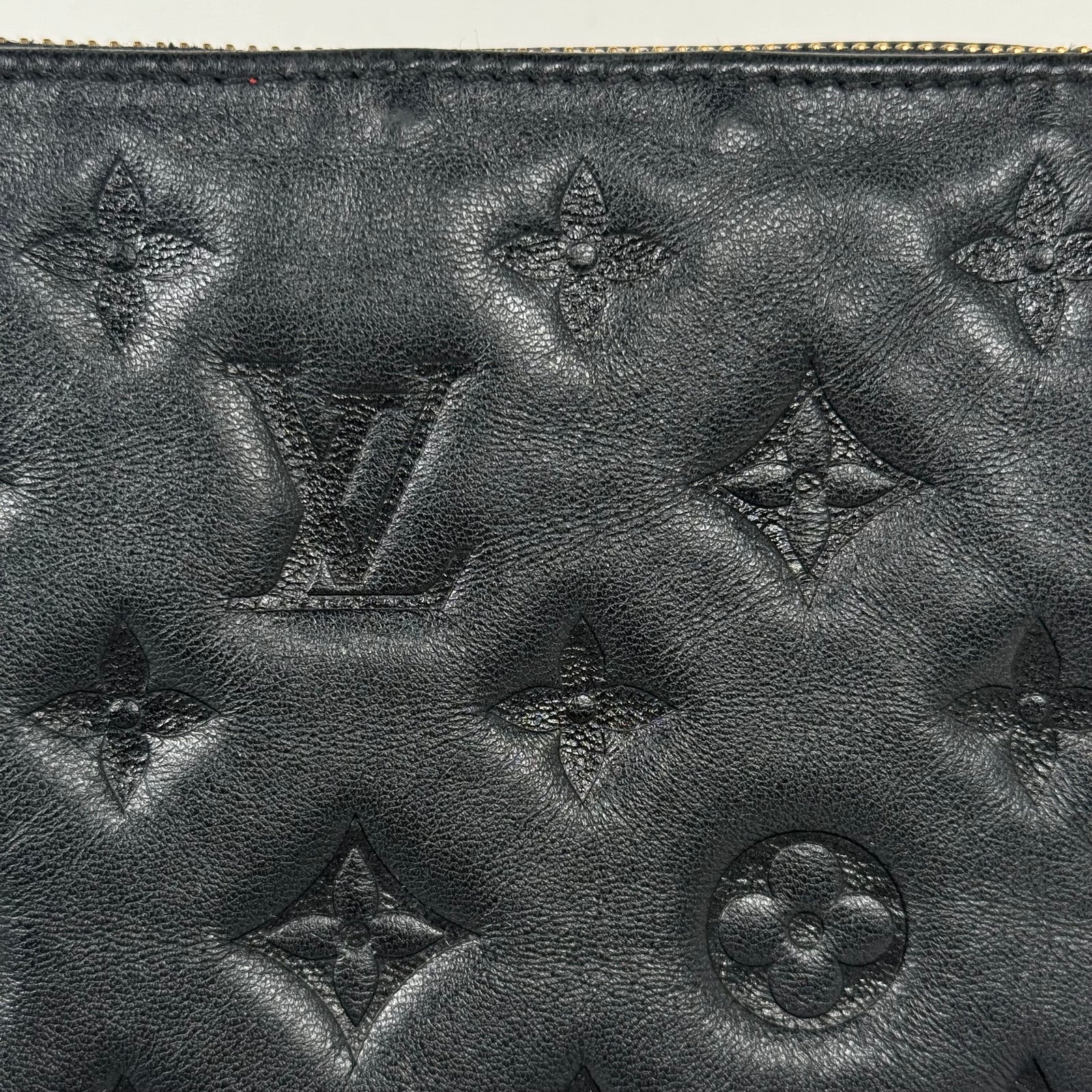 Louis Vuitton Black Lambskin Embossed Coussin BB Bag