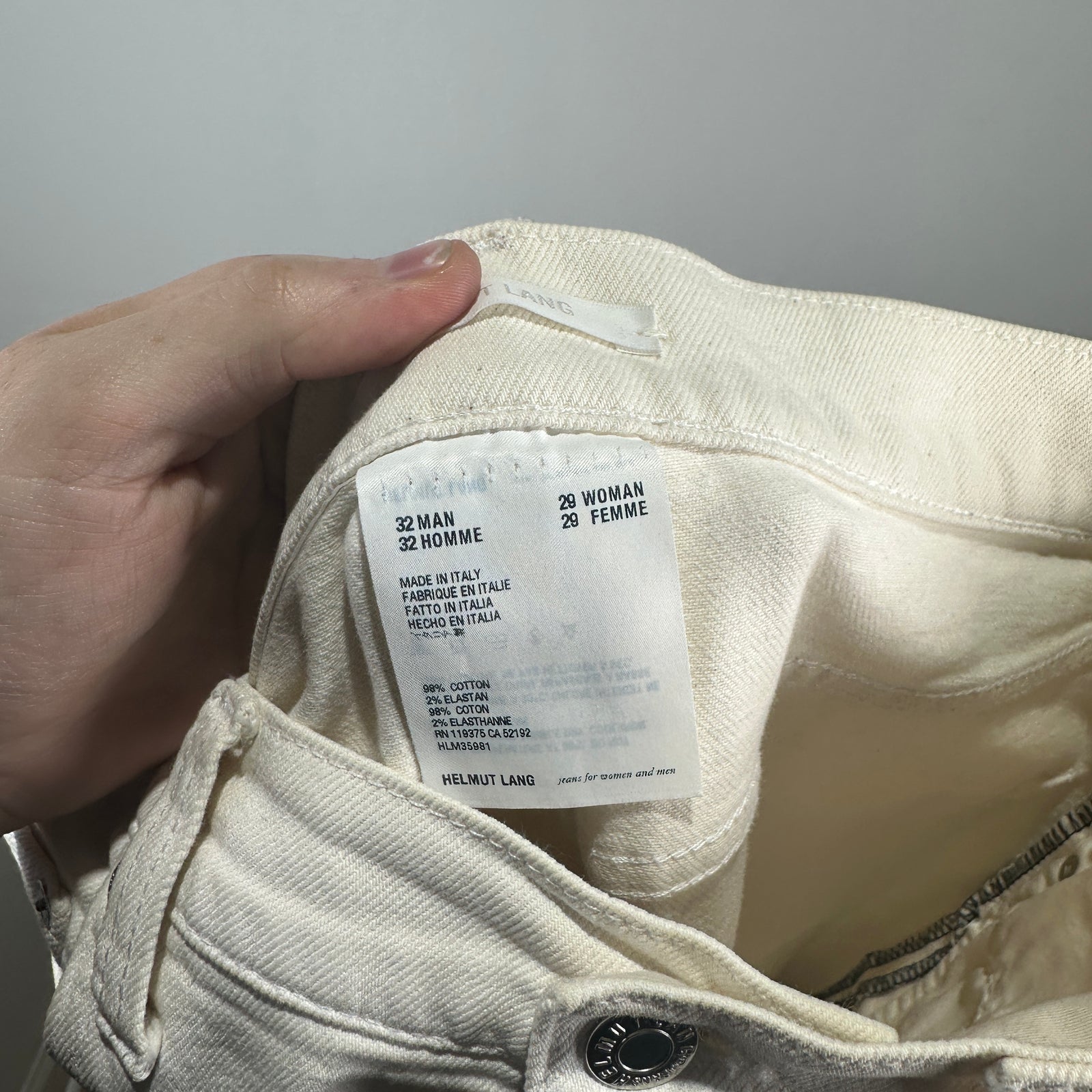 Helmut Lang White 5 Pocket Denim Size 32