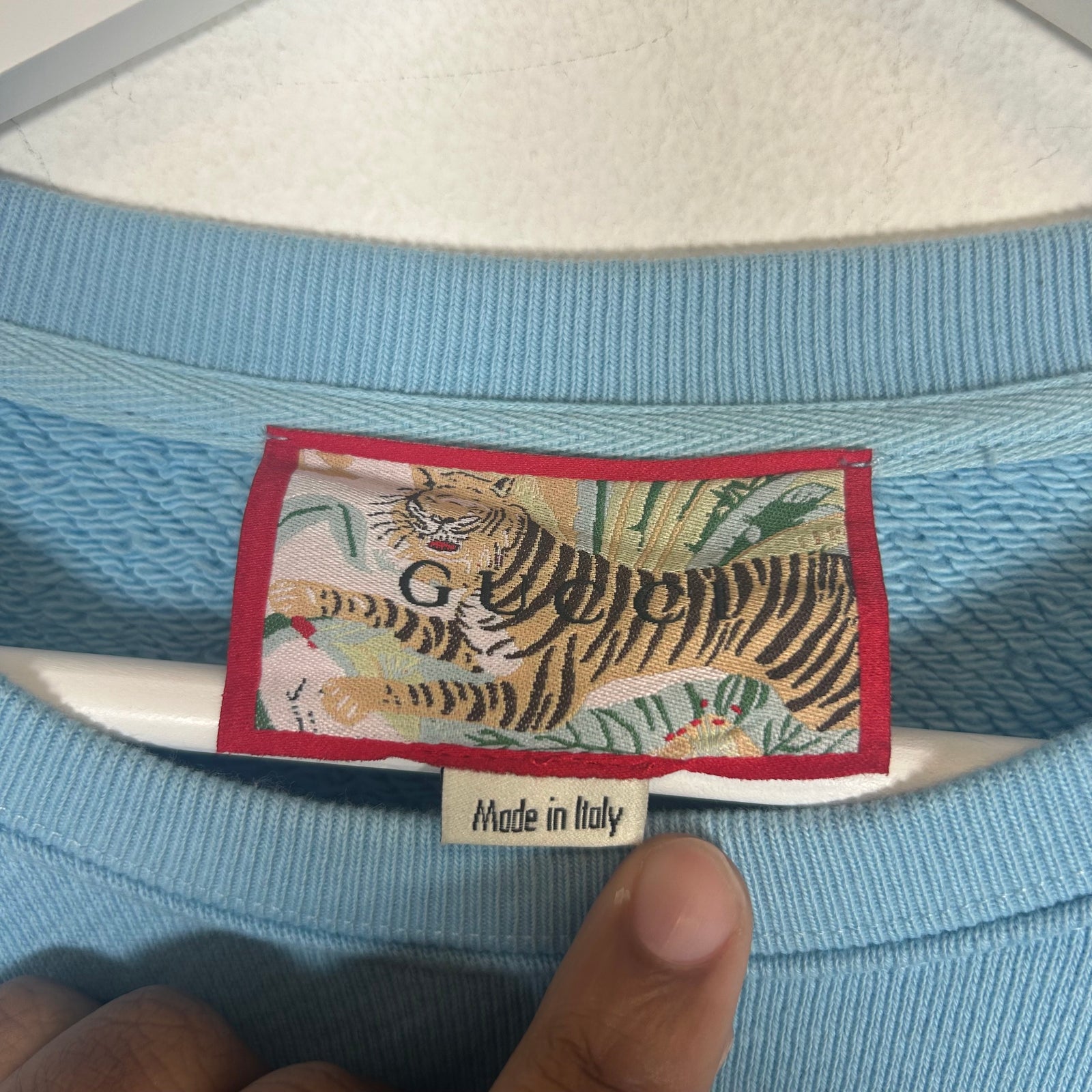 Gucci Blue Tiger Interlocking Crewneck Size L