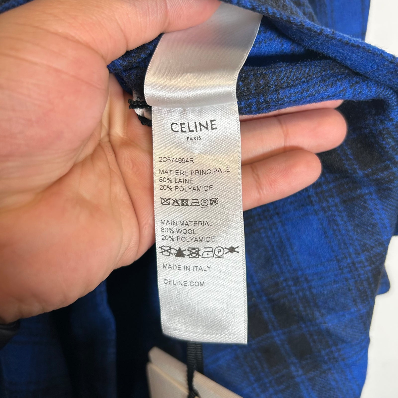 Celine Blue Wool Flannel Size L