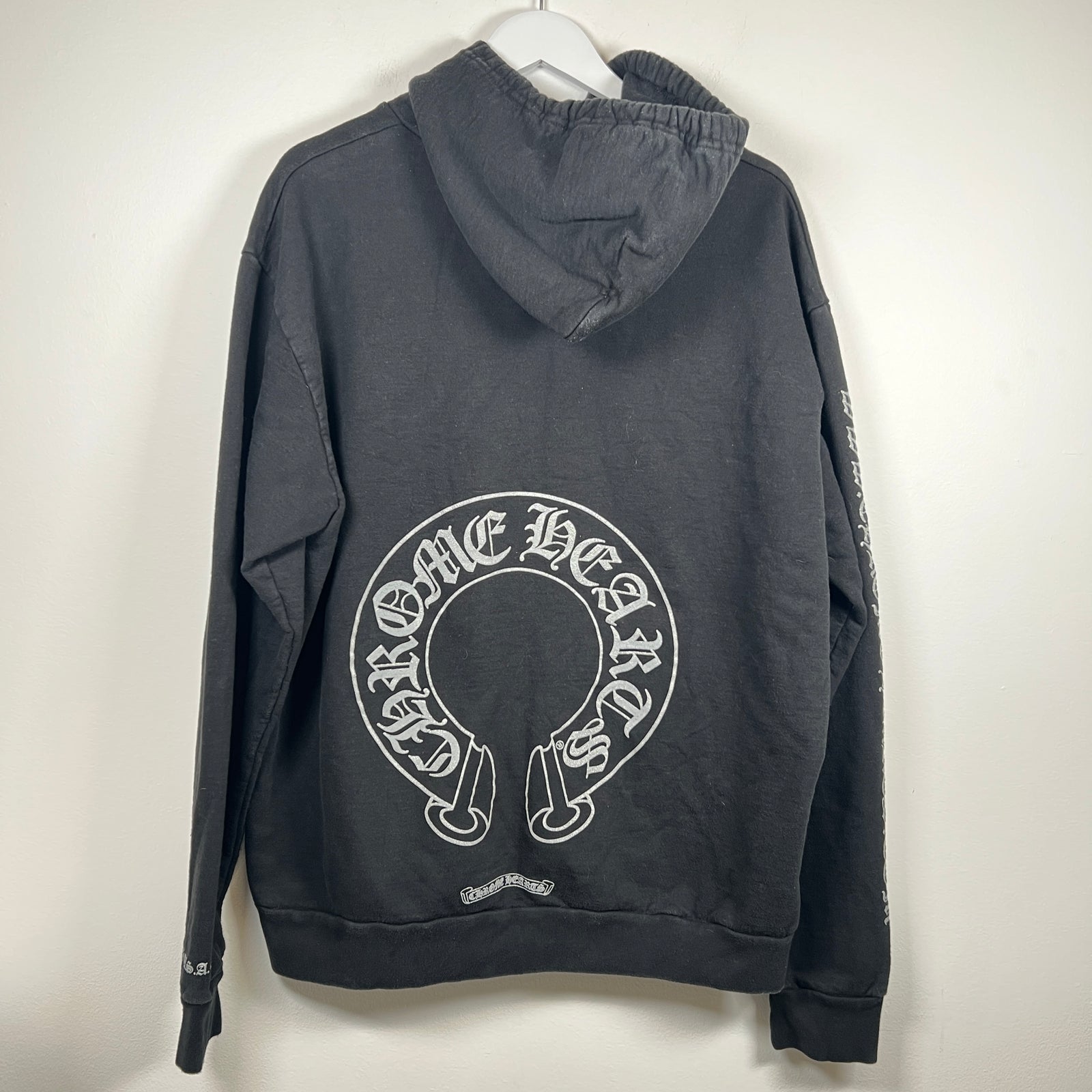 Chrome Hearts Black Glitter Horseshoe Hoodie Size L