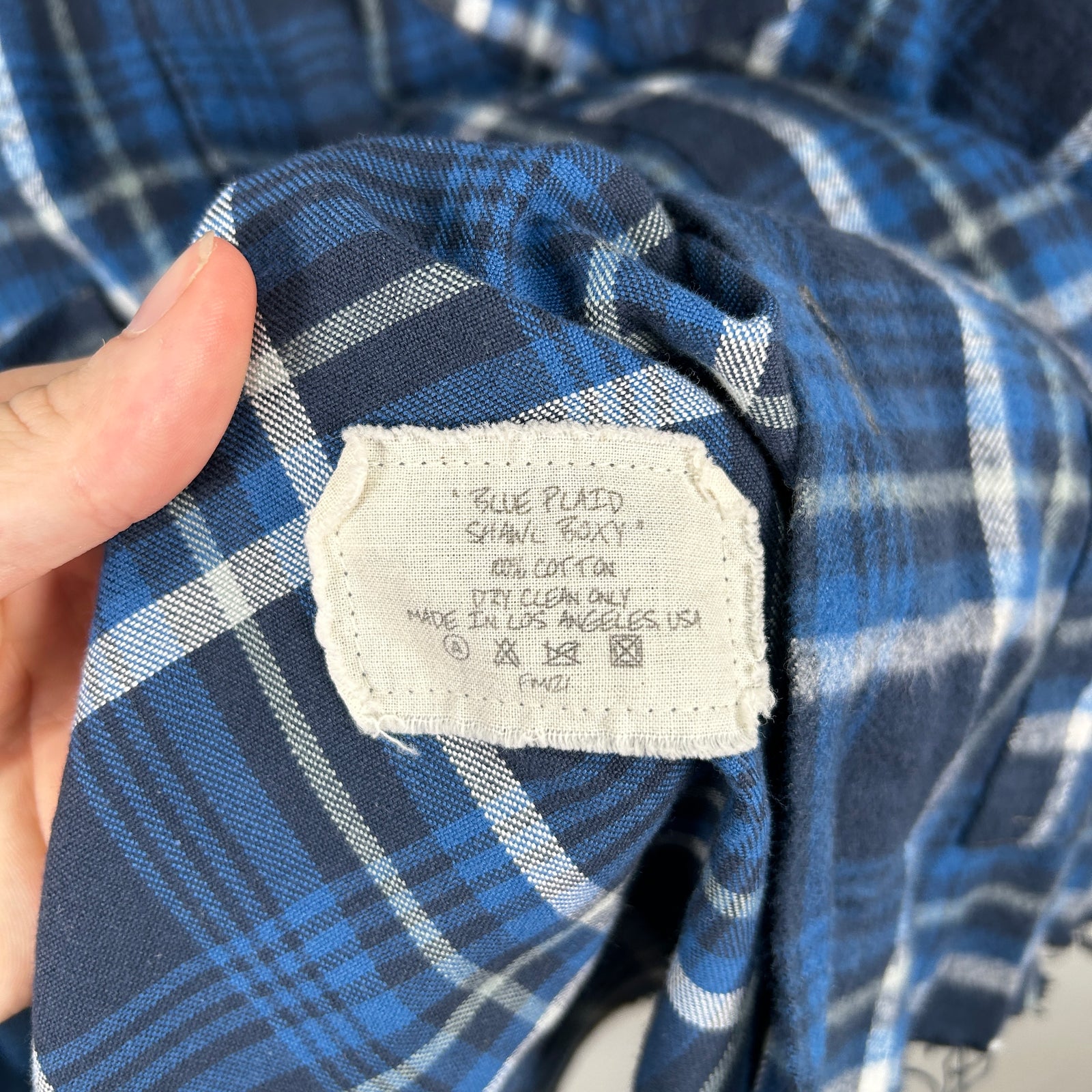 Greg Lauren Blue Plaid Button-Up Shirt Size 4