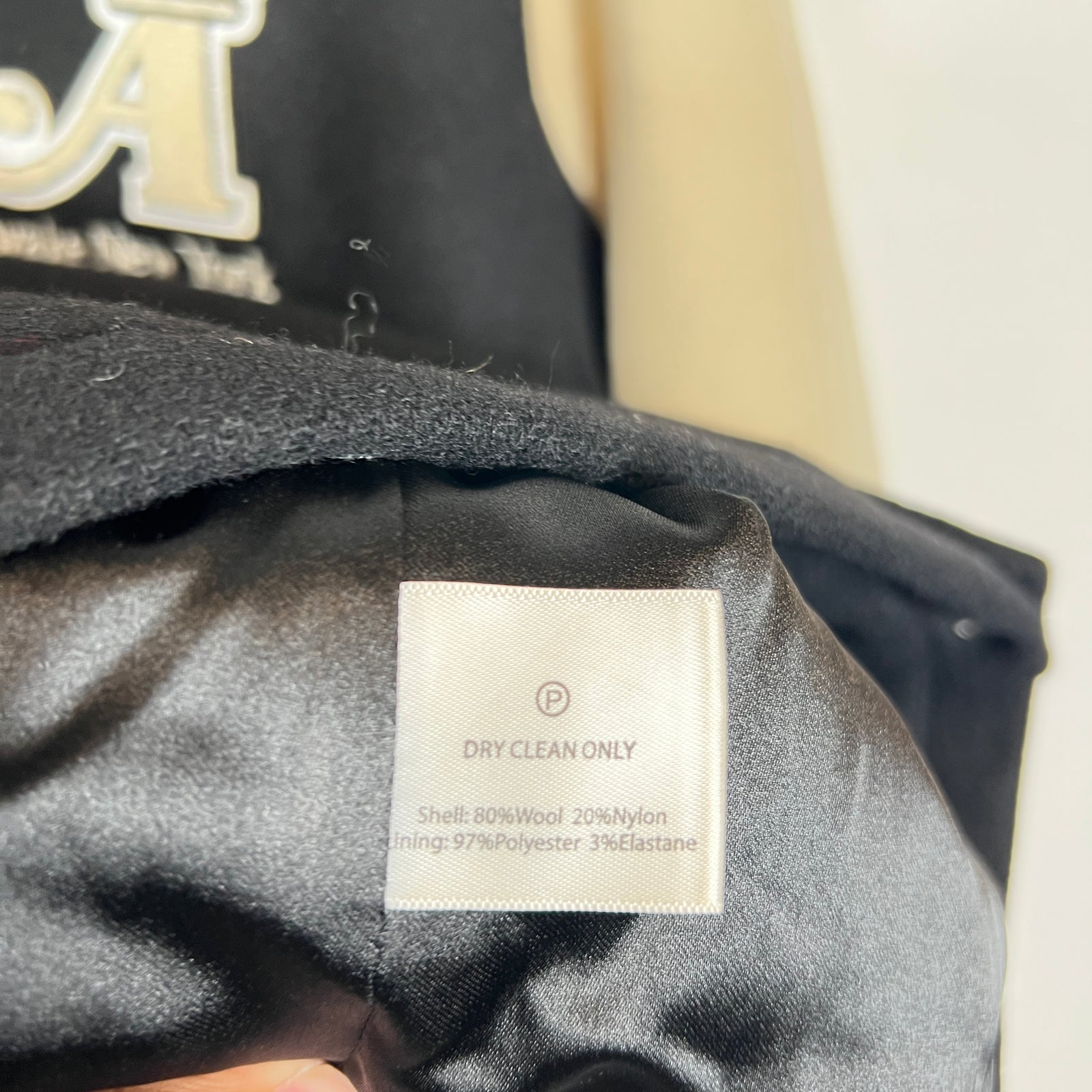 Awake NY Black Crown Paneled Varsity Jacket Size L