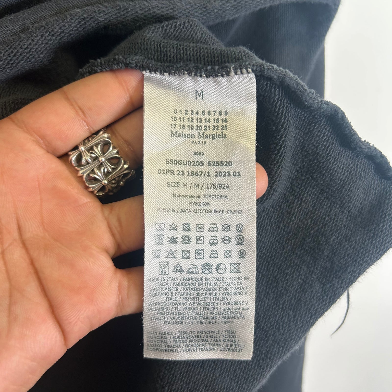 Maison Margiela Black Embroidered Numbers Logo Hoodie Size M