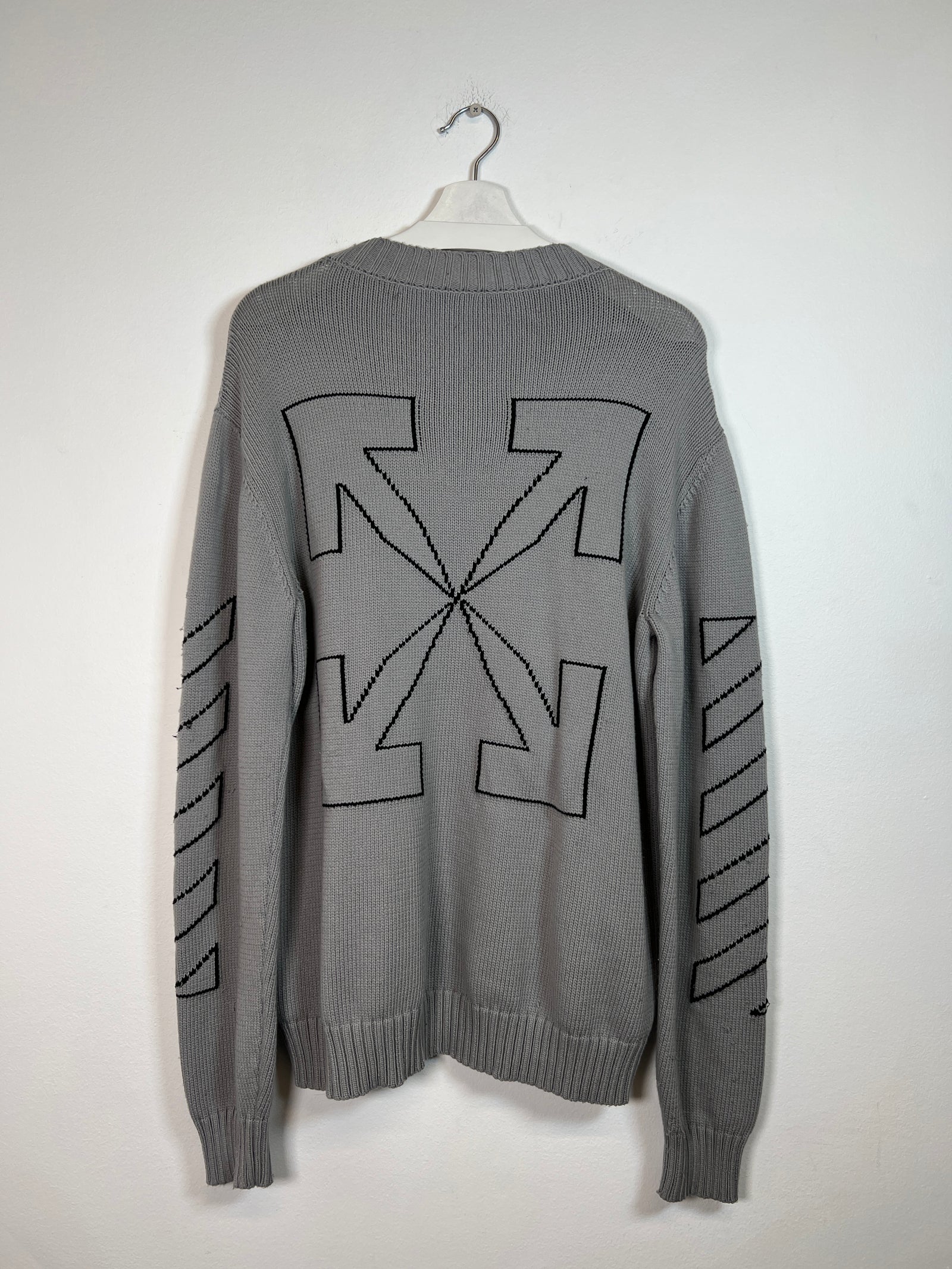 Off-White Knit Sweater Grey Stripes Size XL