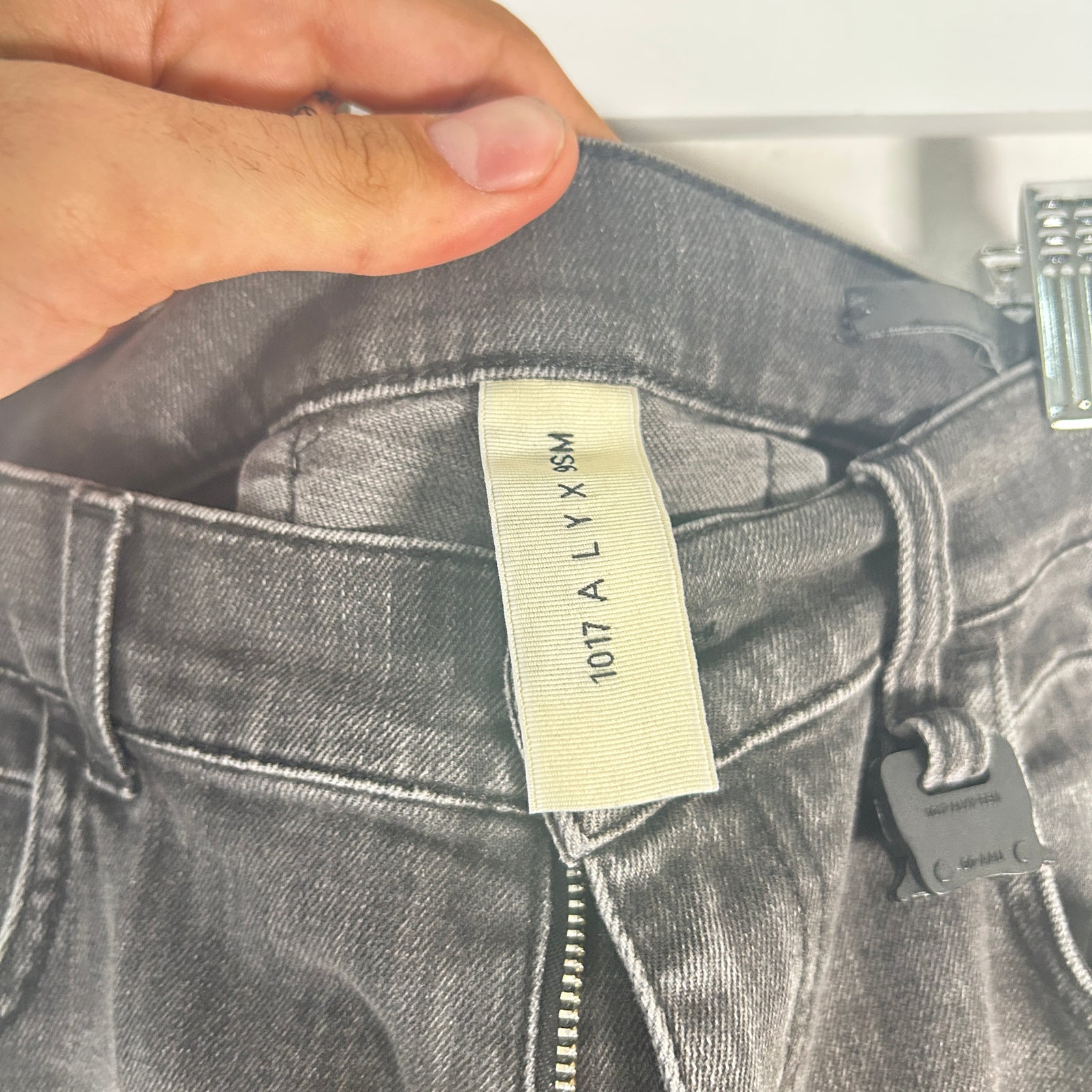 1017 Alyx Grey Buckle Denim Jeans Size 34