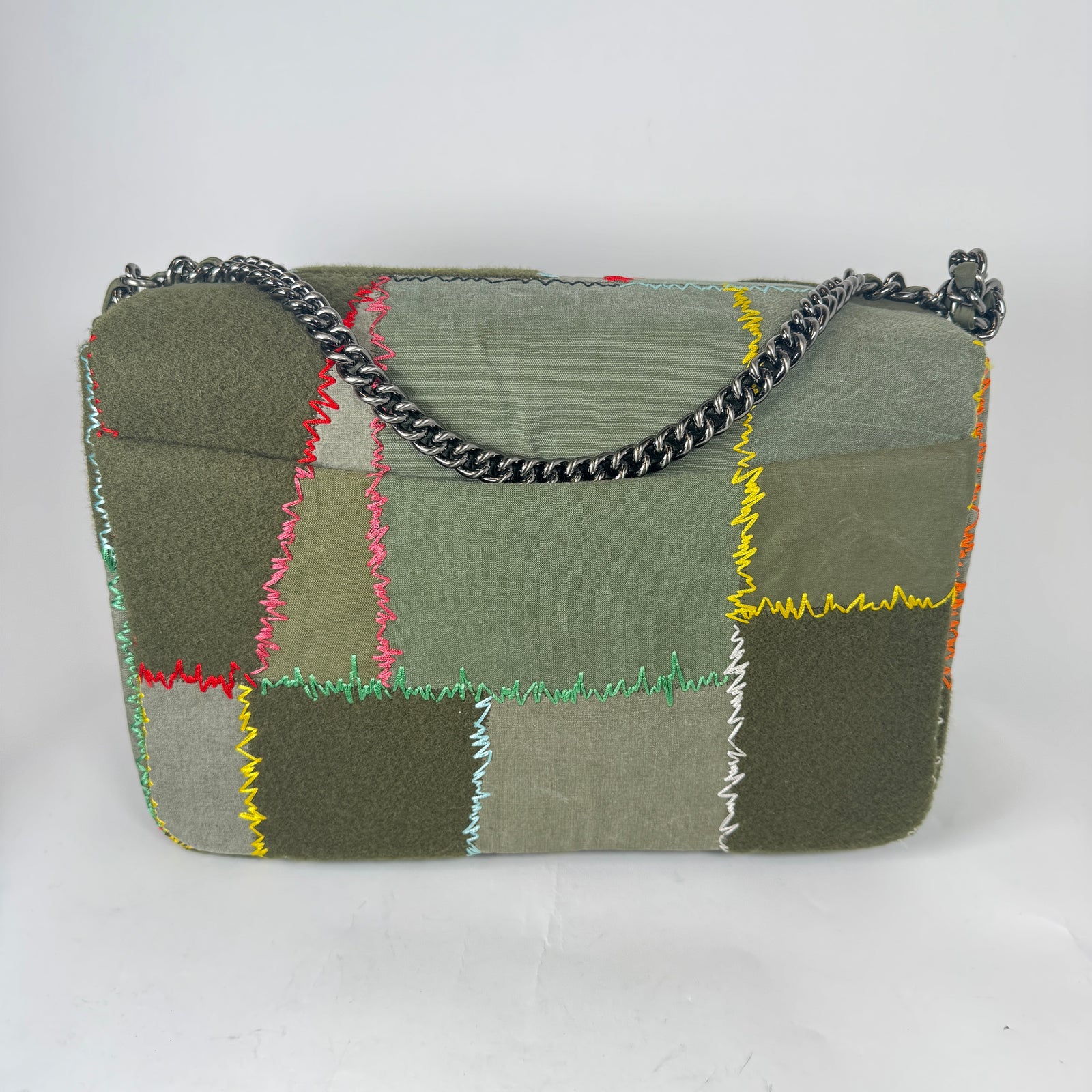 Readymade Khaki Patchwork Big Chain Bag