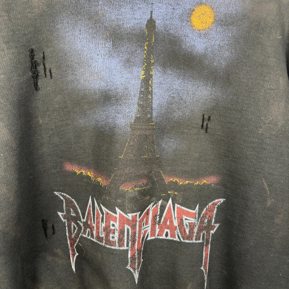 Balenciaga SS24 Paris Moon Distressed Zip-Up Hoodie