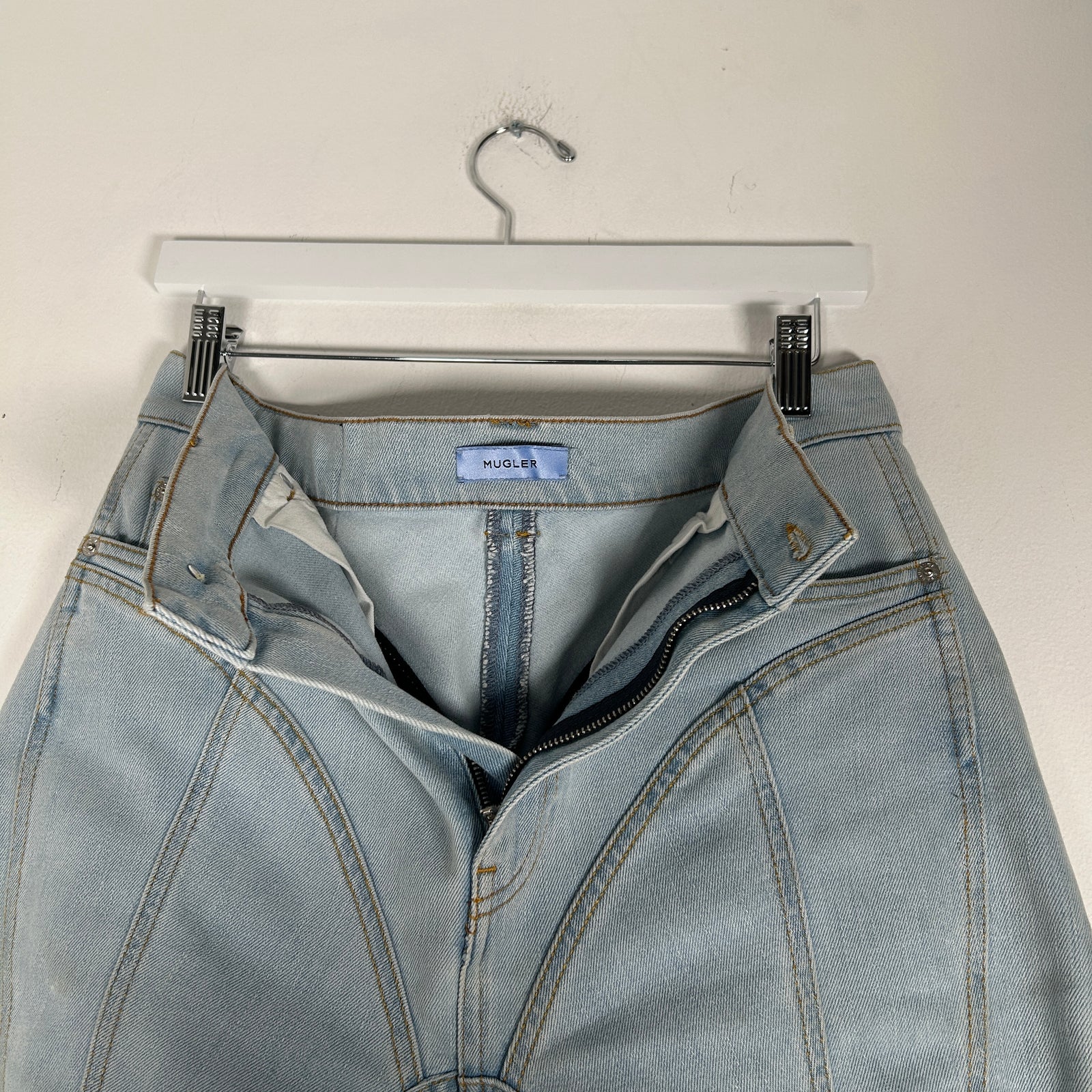 Mugler Spiral Mesh Cut Out Jeans Size 44
