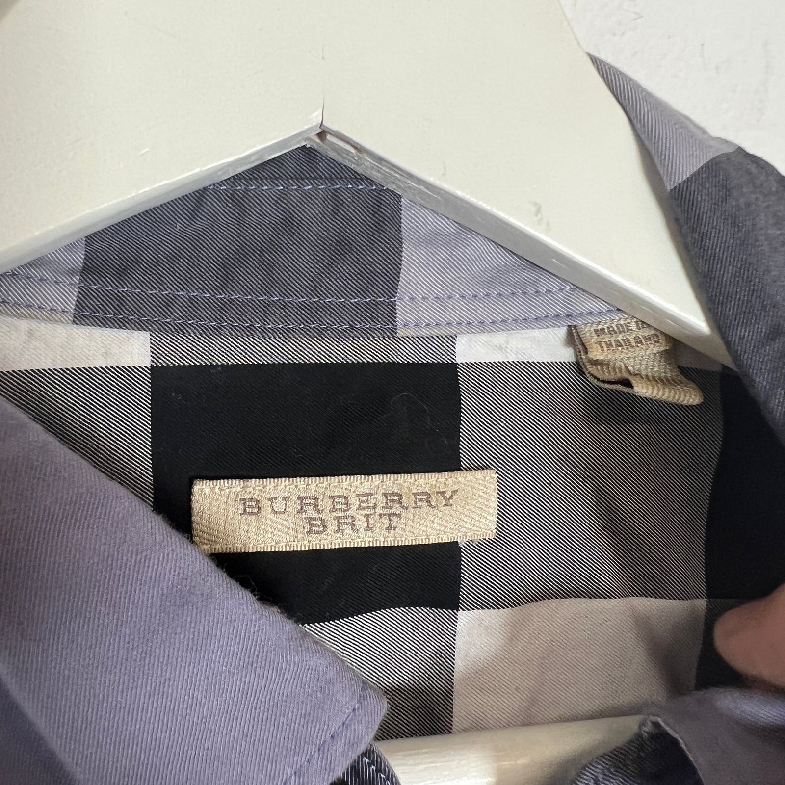 Burberry Purple Plaid Shirt Size L