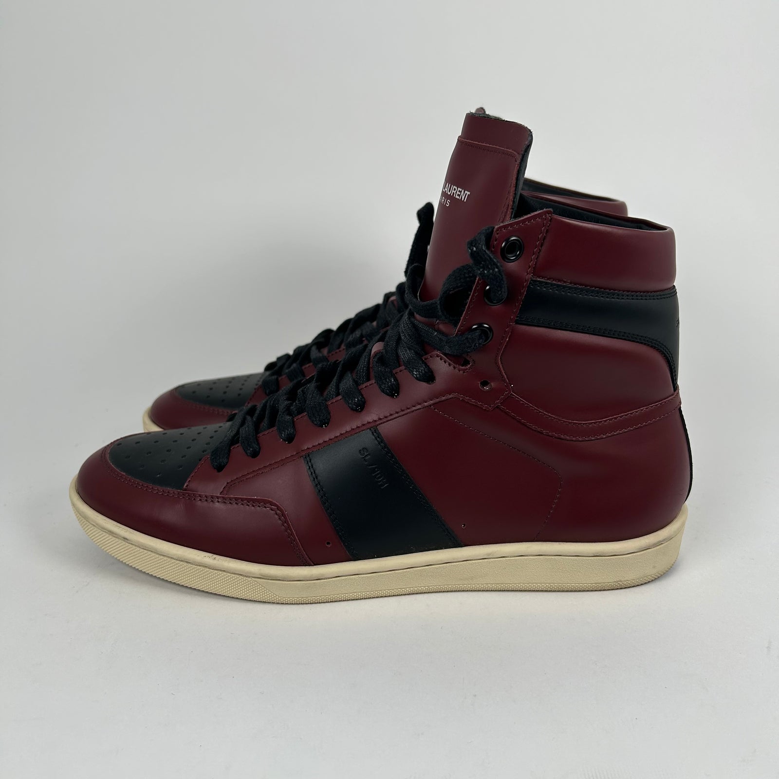 Saint Laurent SL/10H Court Burgandy High Tops Size 41