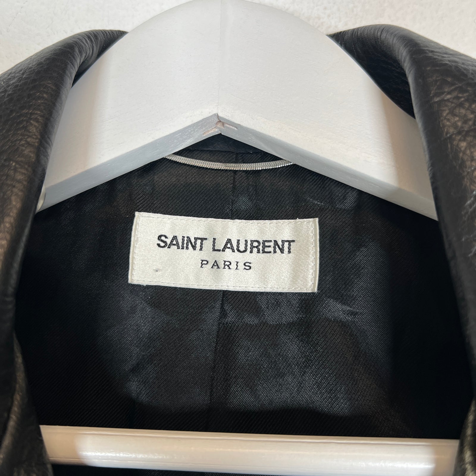 Saint Laurent Paris FW16 Distressed L01 Leather Biker Jacket Size 44