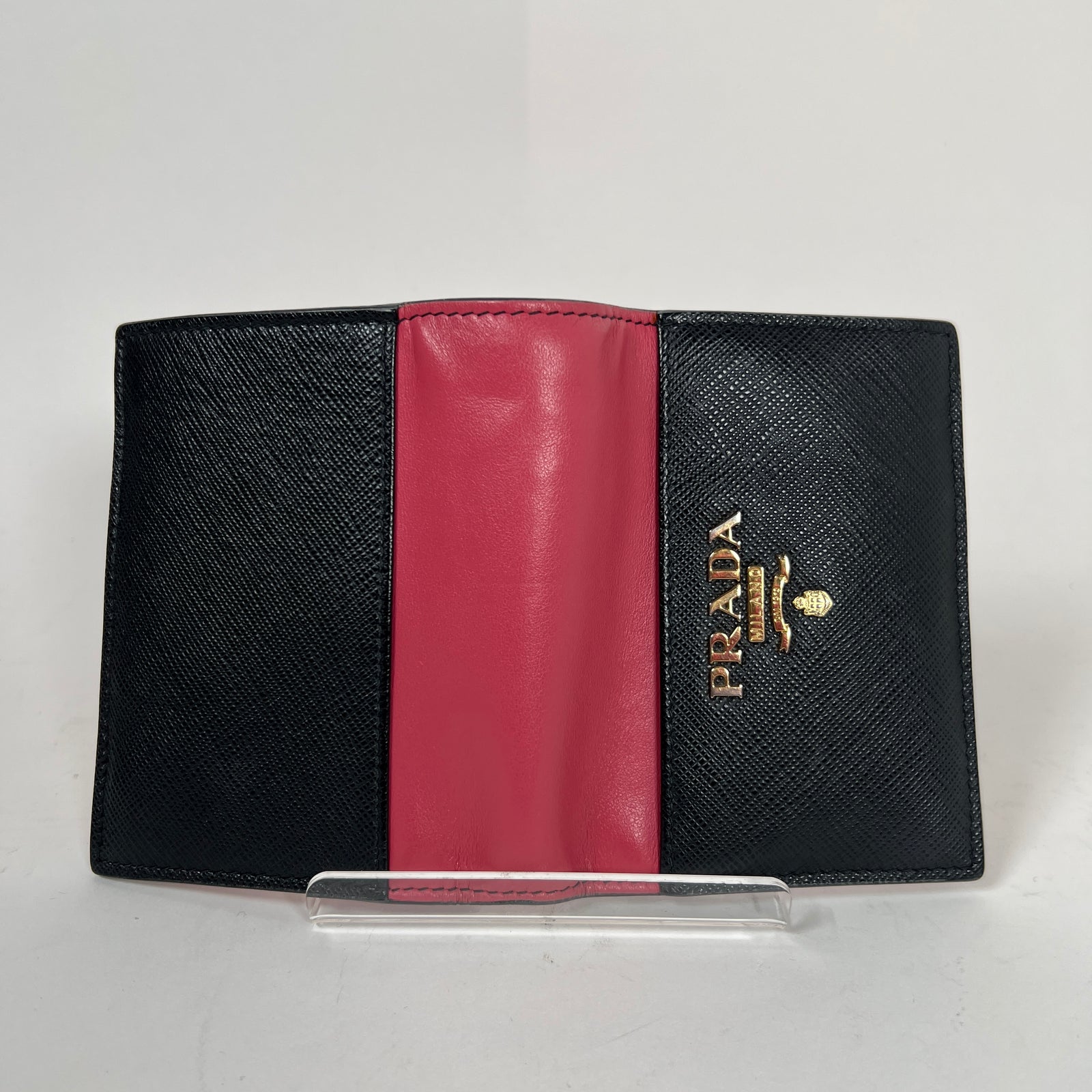 Prada Black/Pink Saffiano Leather Wallet
