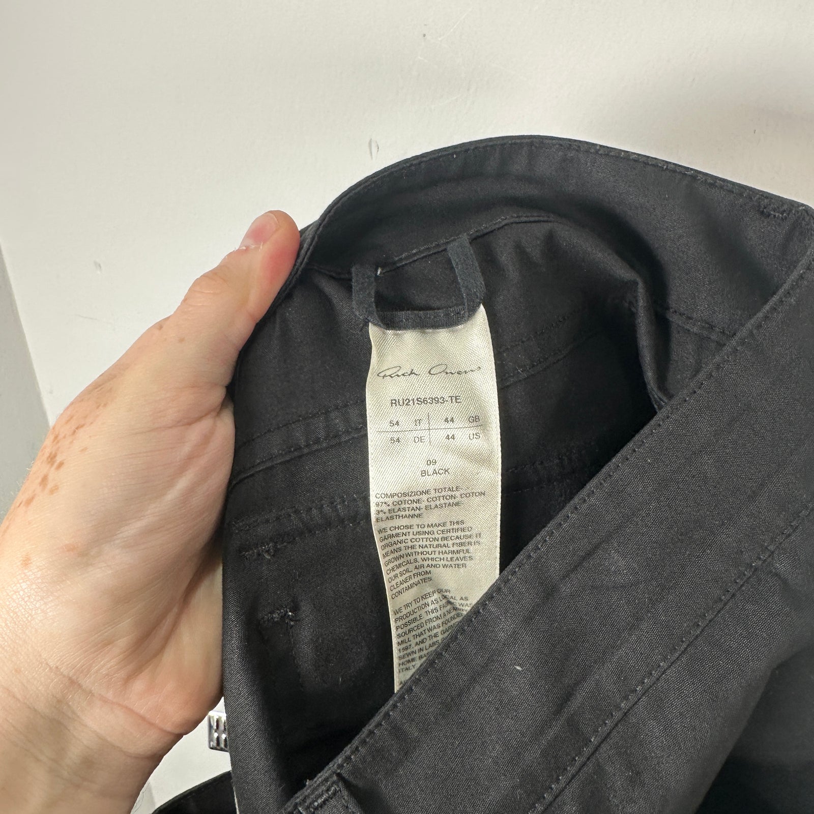 Rick Owens SS21 Black Cotton Straight Pants Size 36