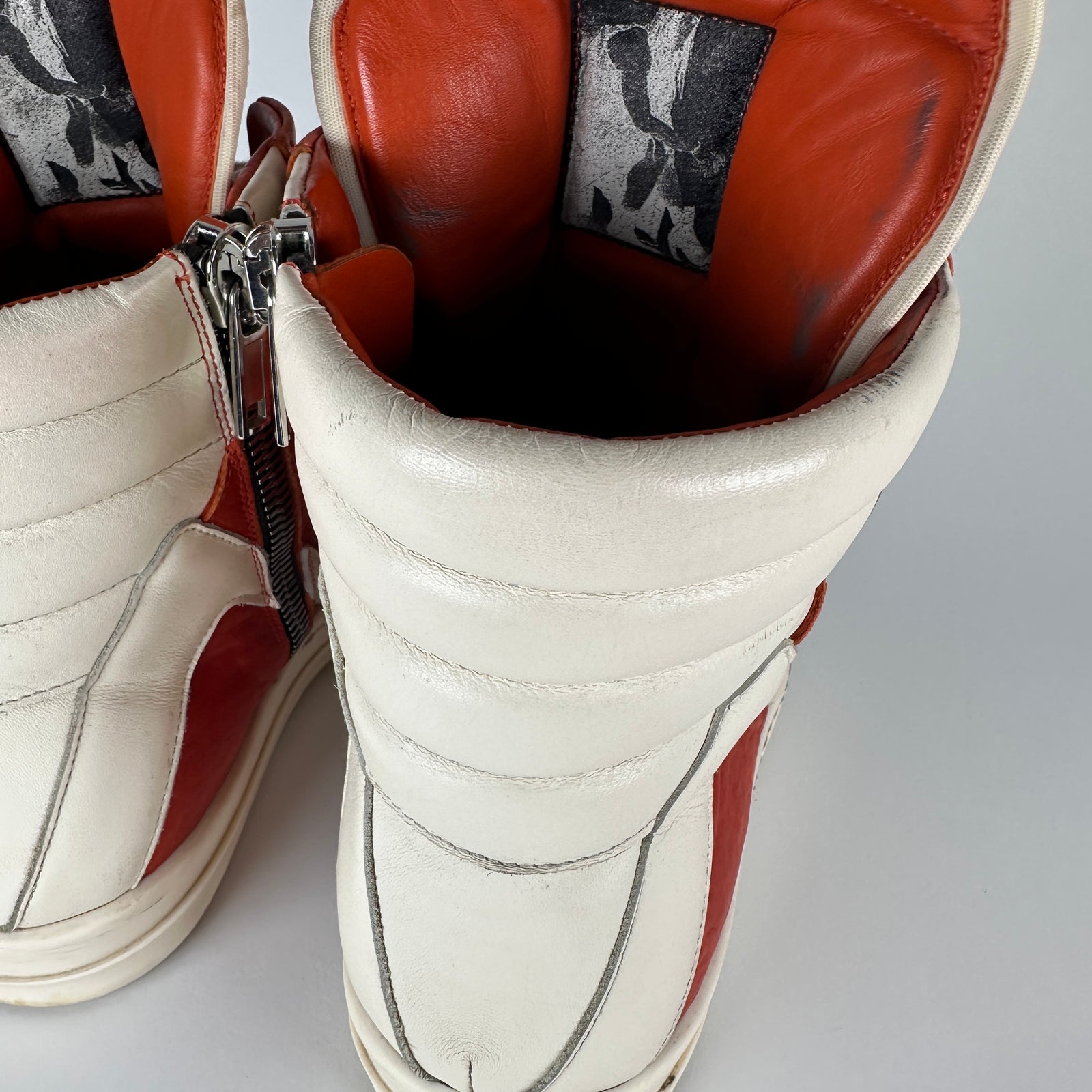Rick Owens Orange Lamb Leather Geobaskets Size 41