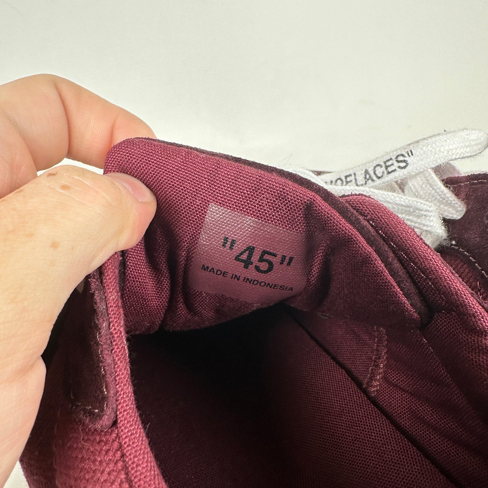 Off-White Burgundy Vulcanized Canvas Low Top Sneaker Size 45