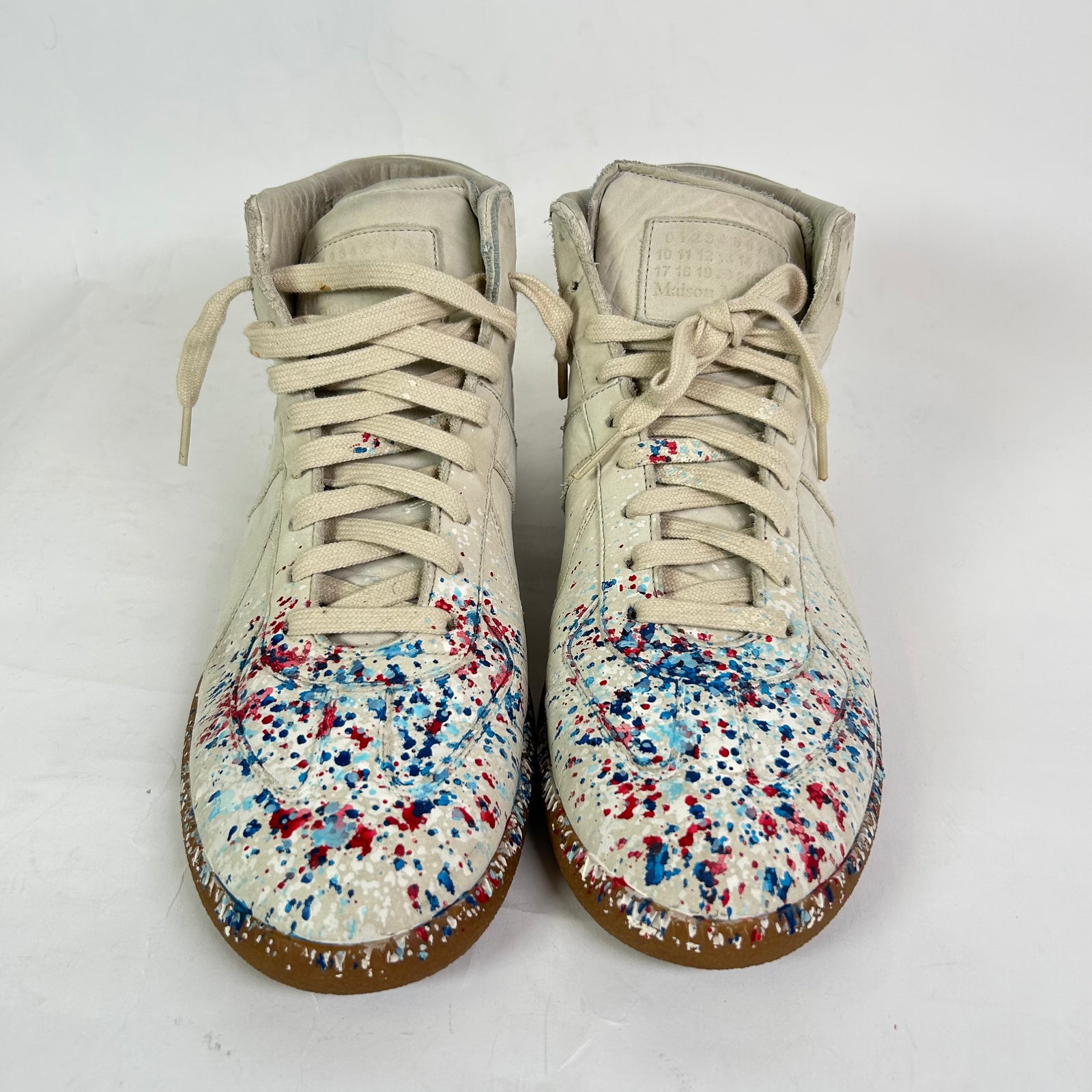 Maison Margiela Taupe Paint Splatter Mid-Top Replica Gats Size 45