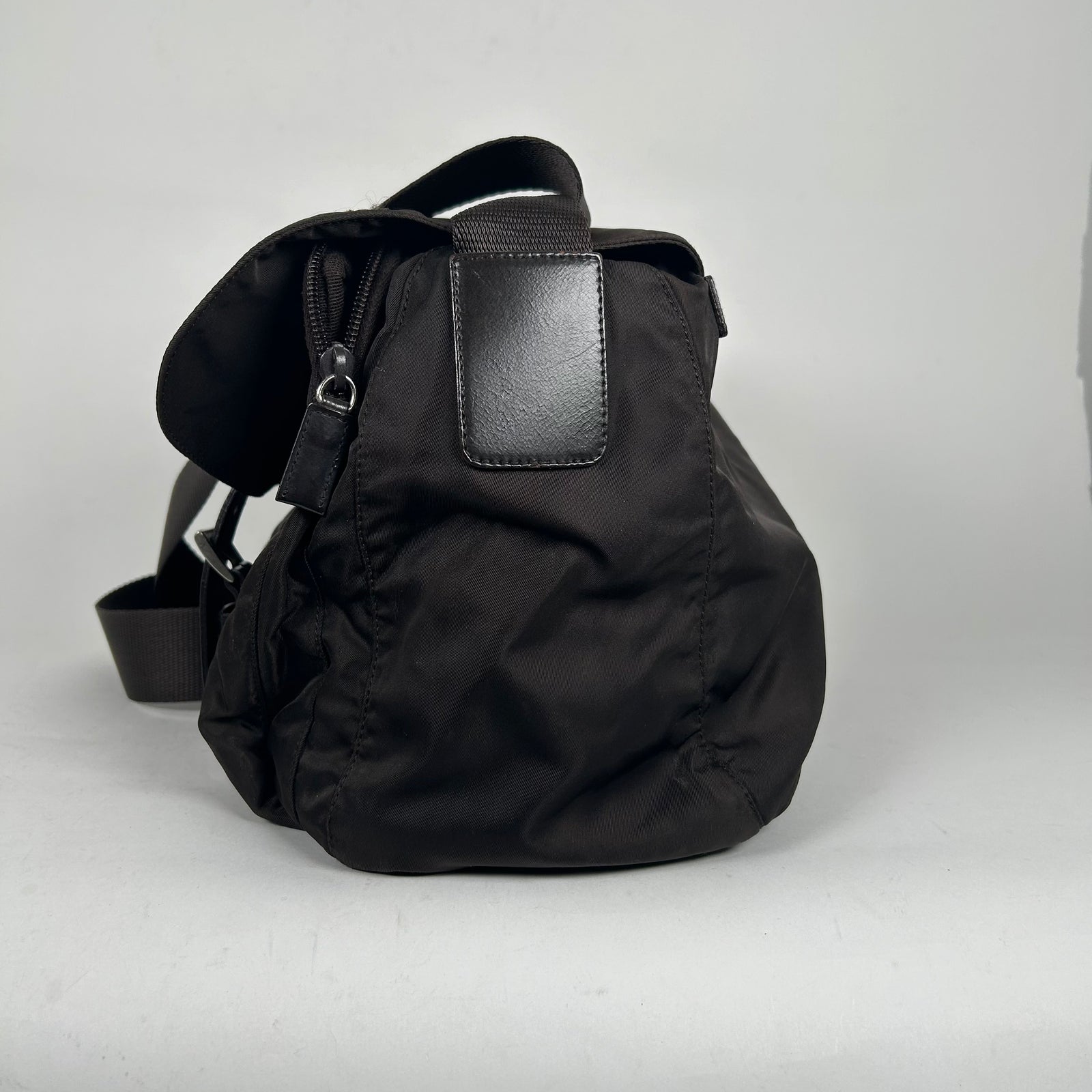 Prada Brown Messenger Buckle Bag