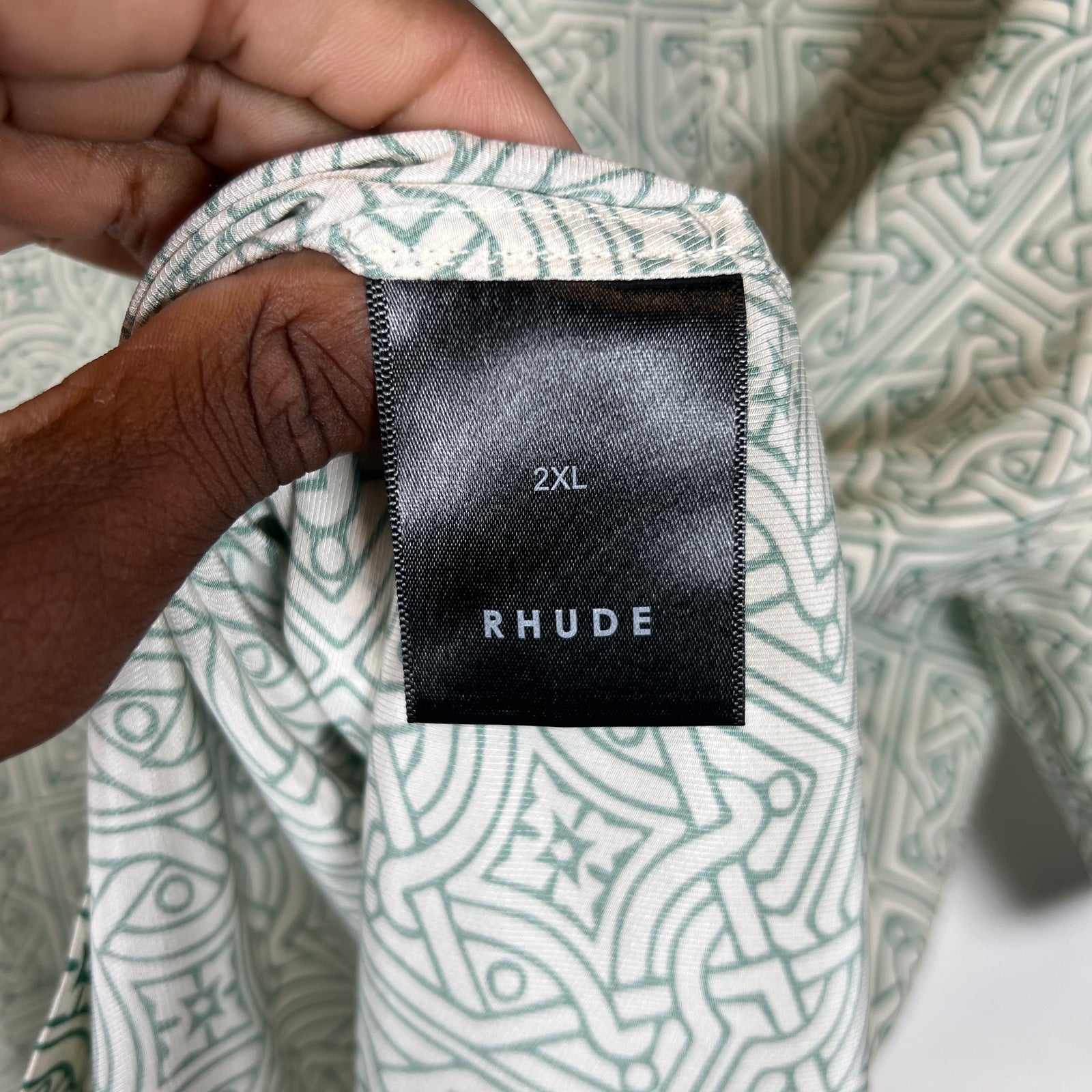 Rhude Green Cravat Silk Shirt Size XXL