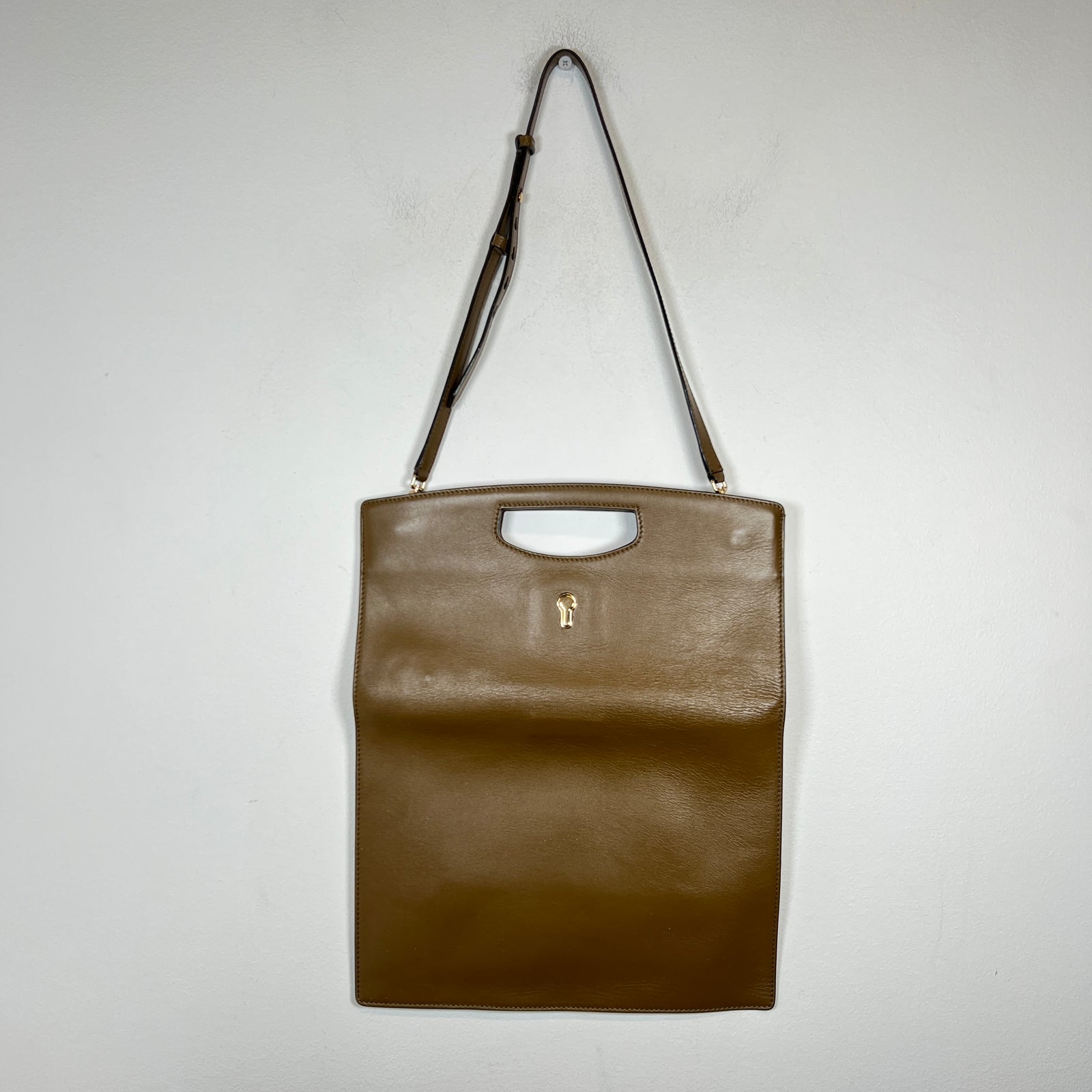 Bally Khaki Gold Leather Shoulder Bag