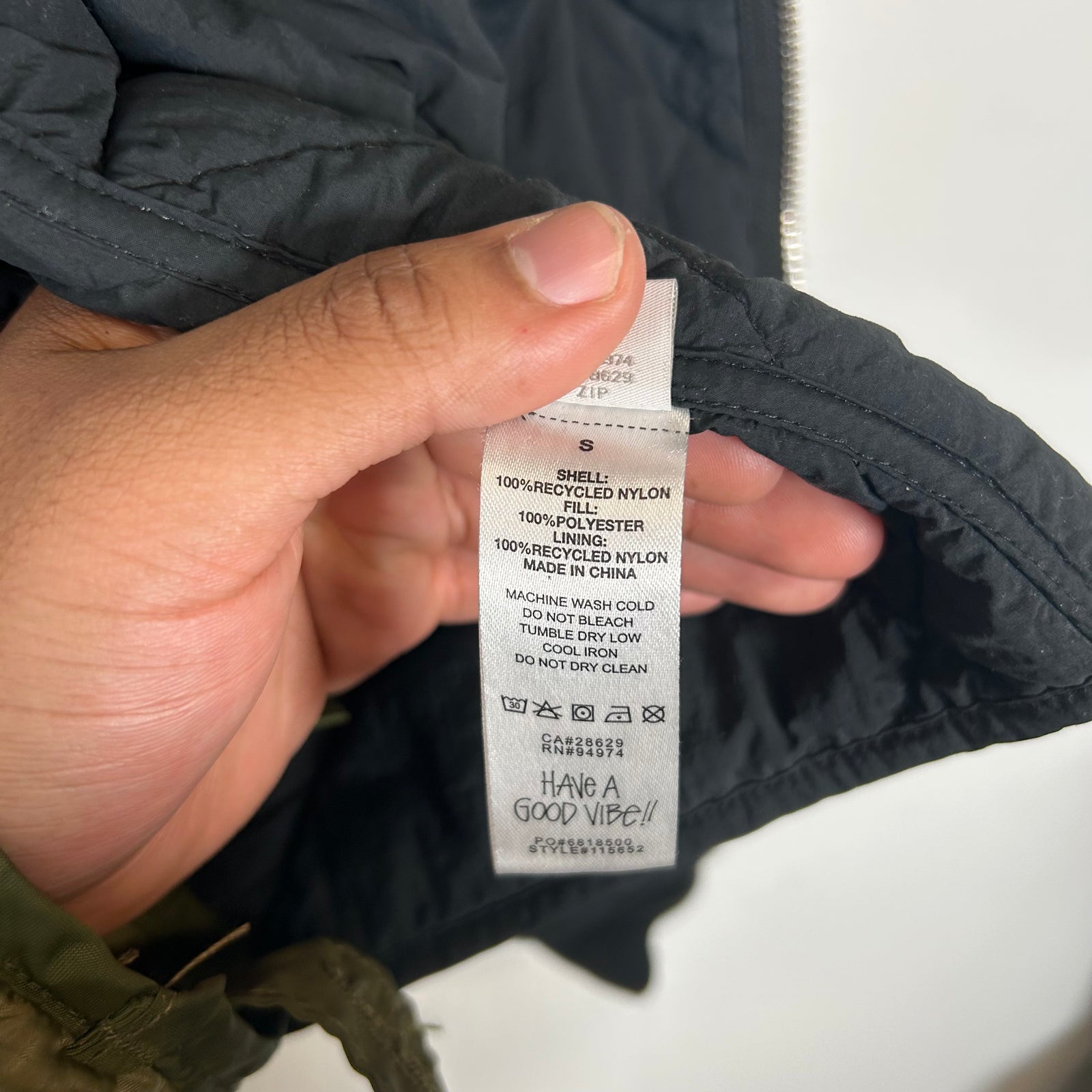 Stussy Black Quilted Dice Logo Jacket Size S
