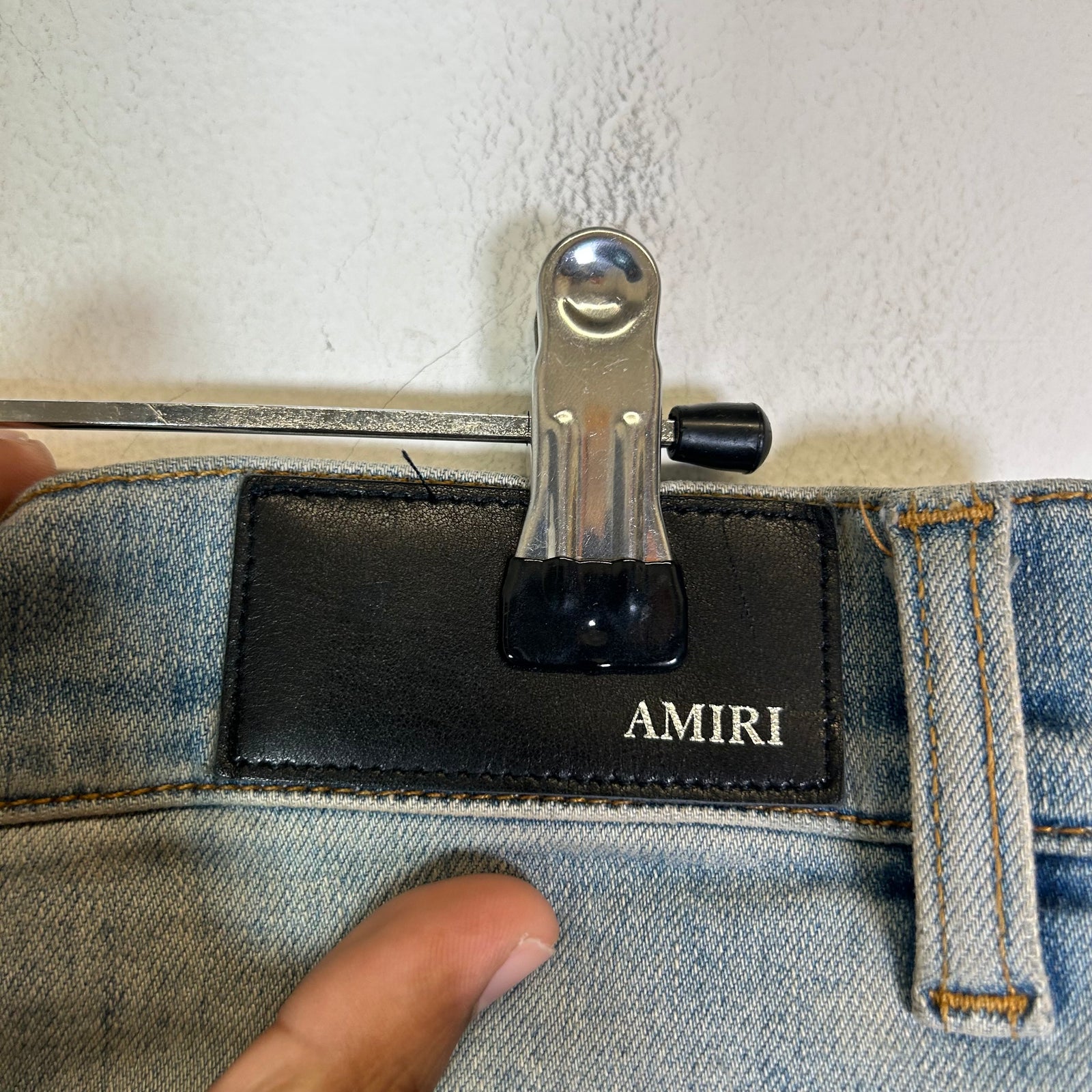 Amiri Lightwash Staggered Logo Denim Jeans