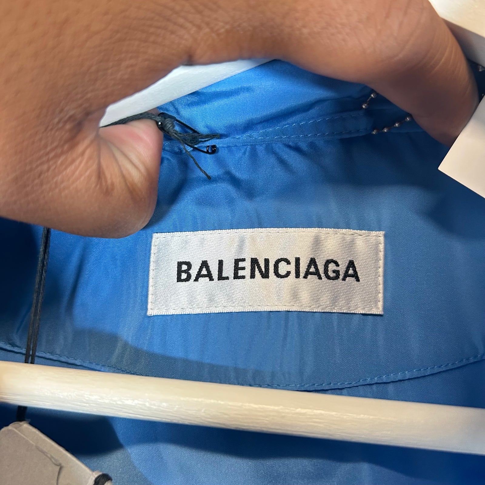 Balenciaga Blue Spell-Out Logo Coach Jacket Size XL